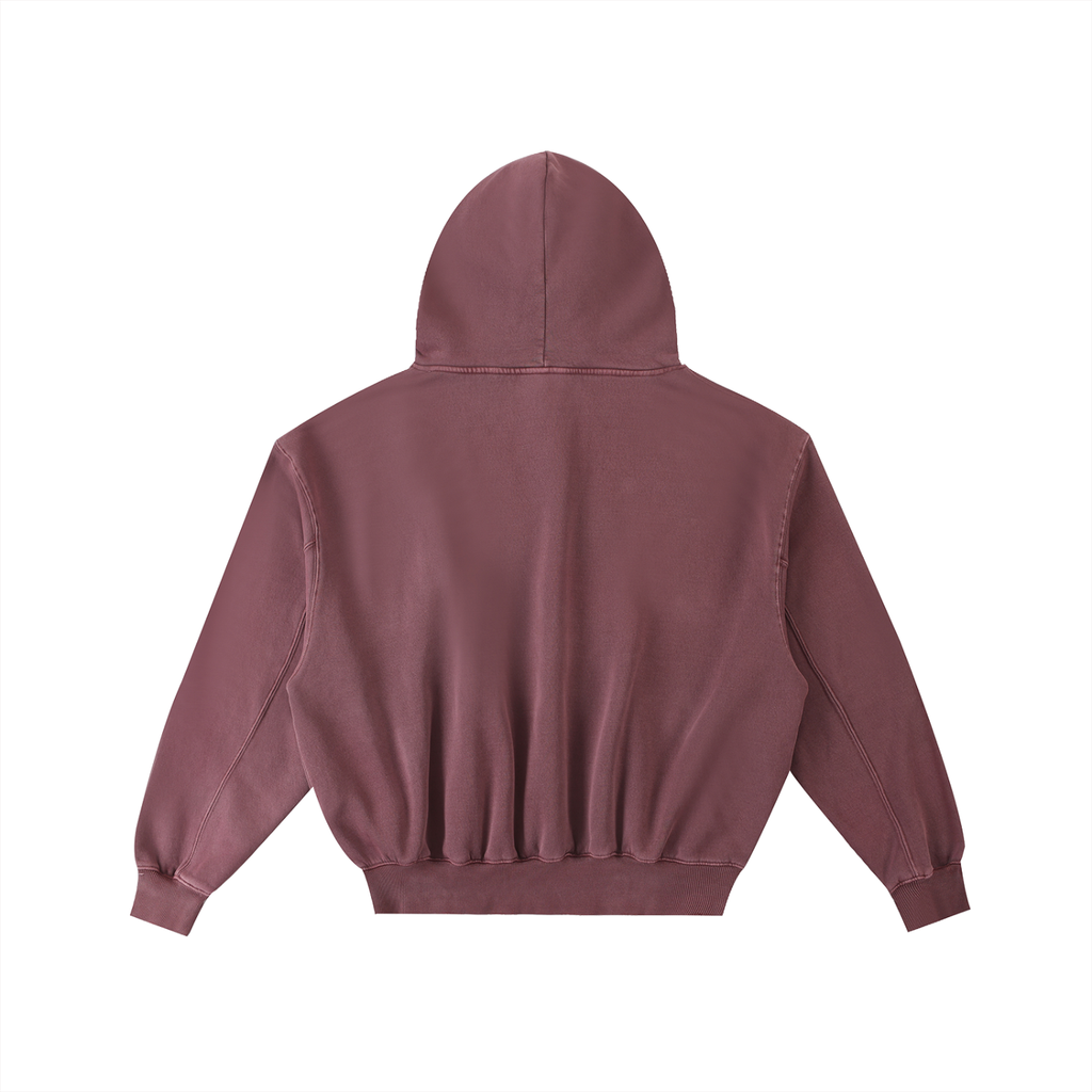 Frayed Enzyme Washed Fleece Hoodie