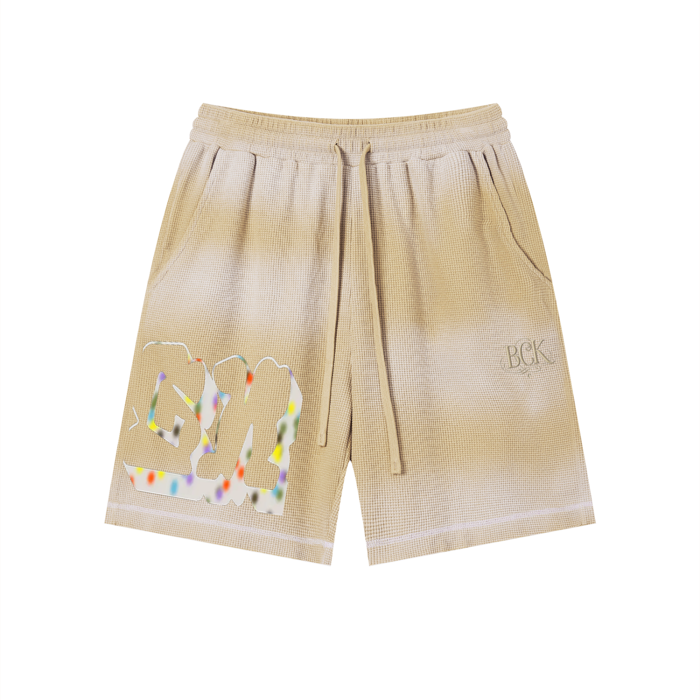 Unisex Sunfade Waffle Raw Hem Shorts