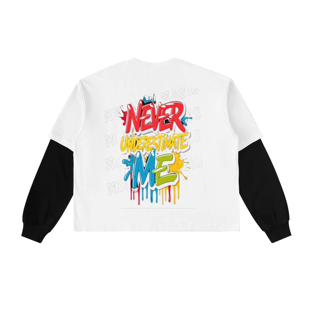 Layered Contrast Sleeve Cotton T-Shirt