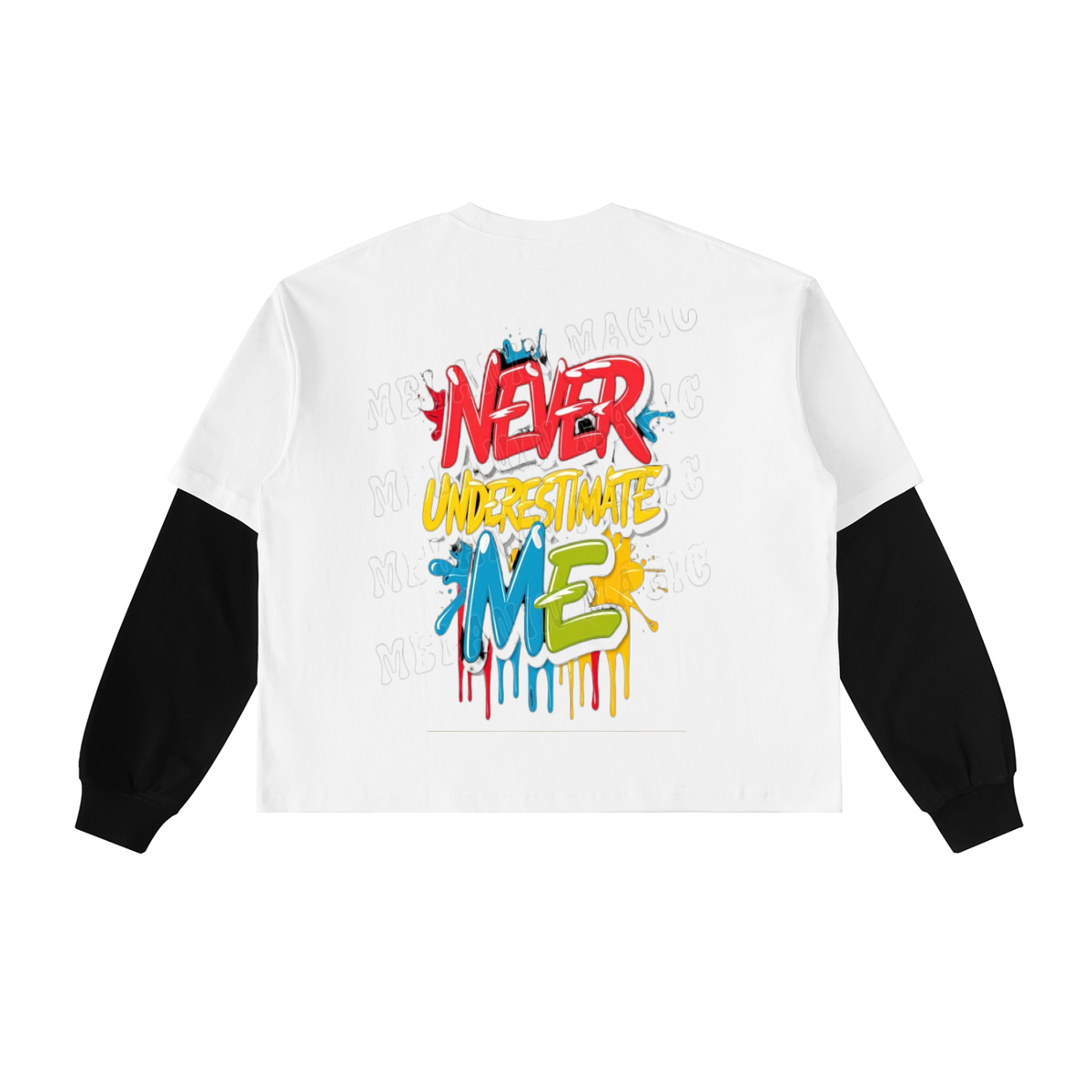 Layered Contrast Sleeve Cotton T-Shirt