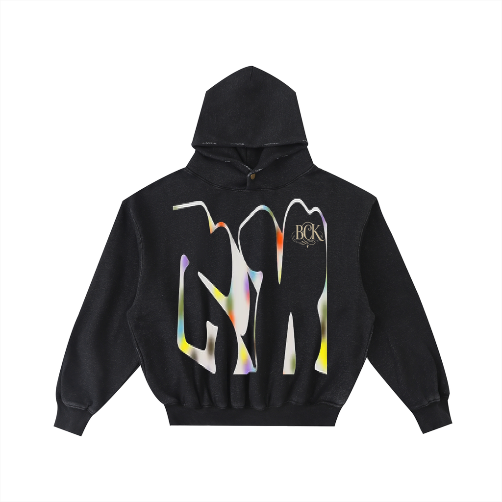 Frayed Enzyme Washed Fleece Hoodie