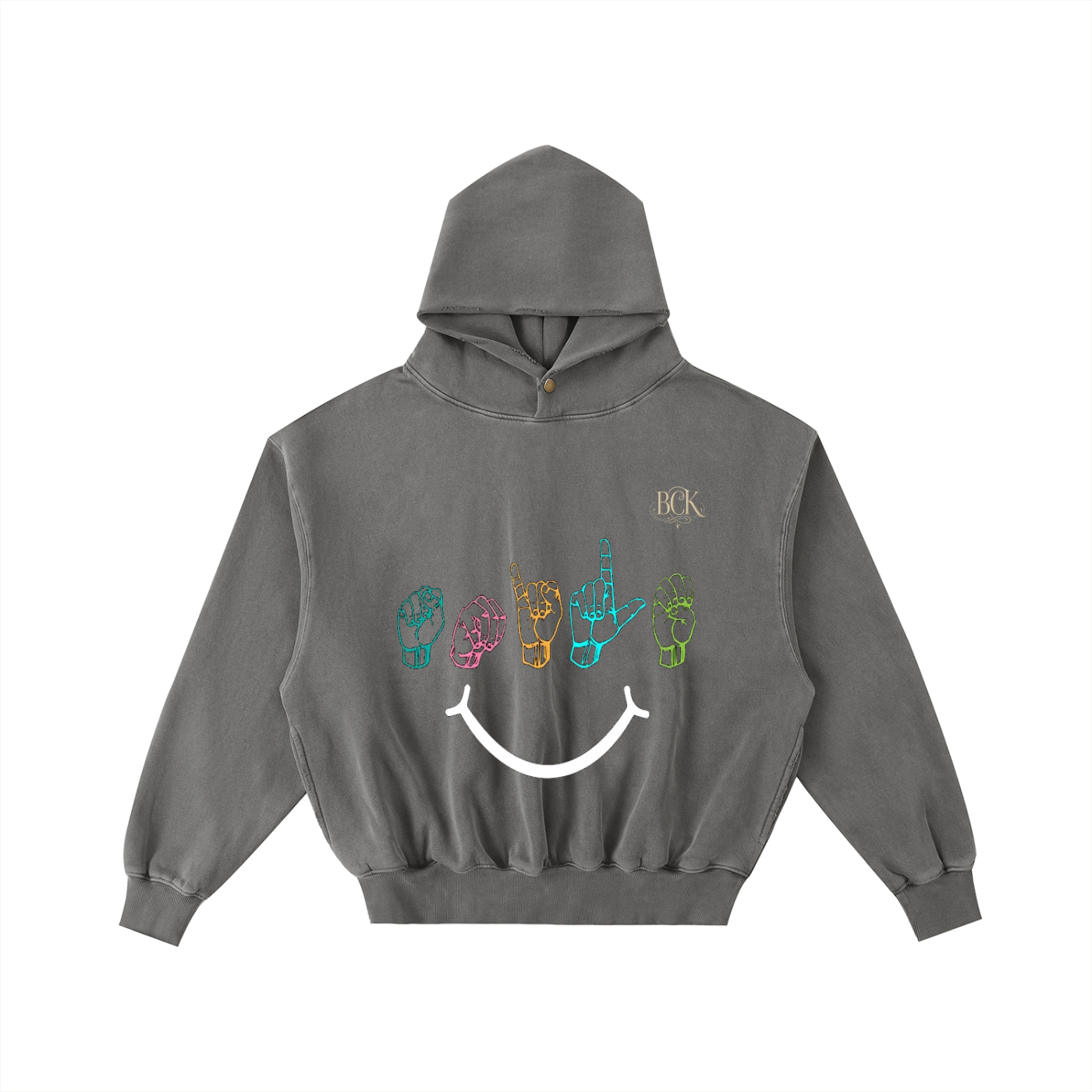 Frayed Enzyme Washed Fleece Hoodie