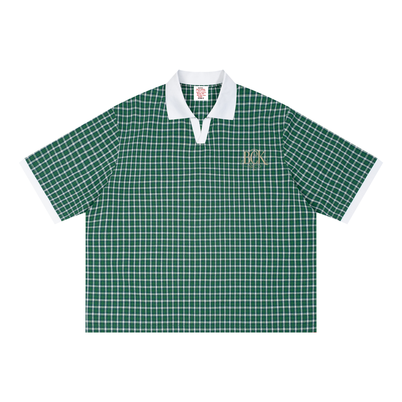 Unisex Boxy Plaid Color Block Polo Shirt