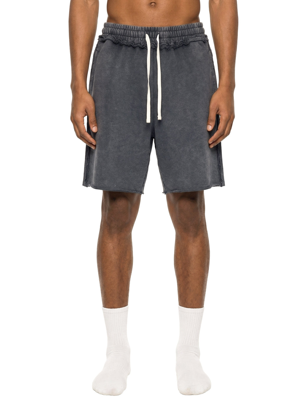 Unisex Mineral Wash Raw Edge Shorts