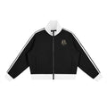 Contrast Side Stripe Fleece Cropped Track Jacket