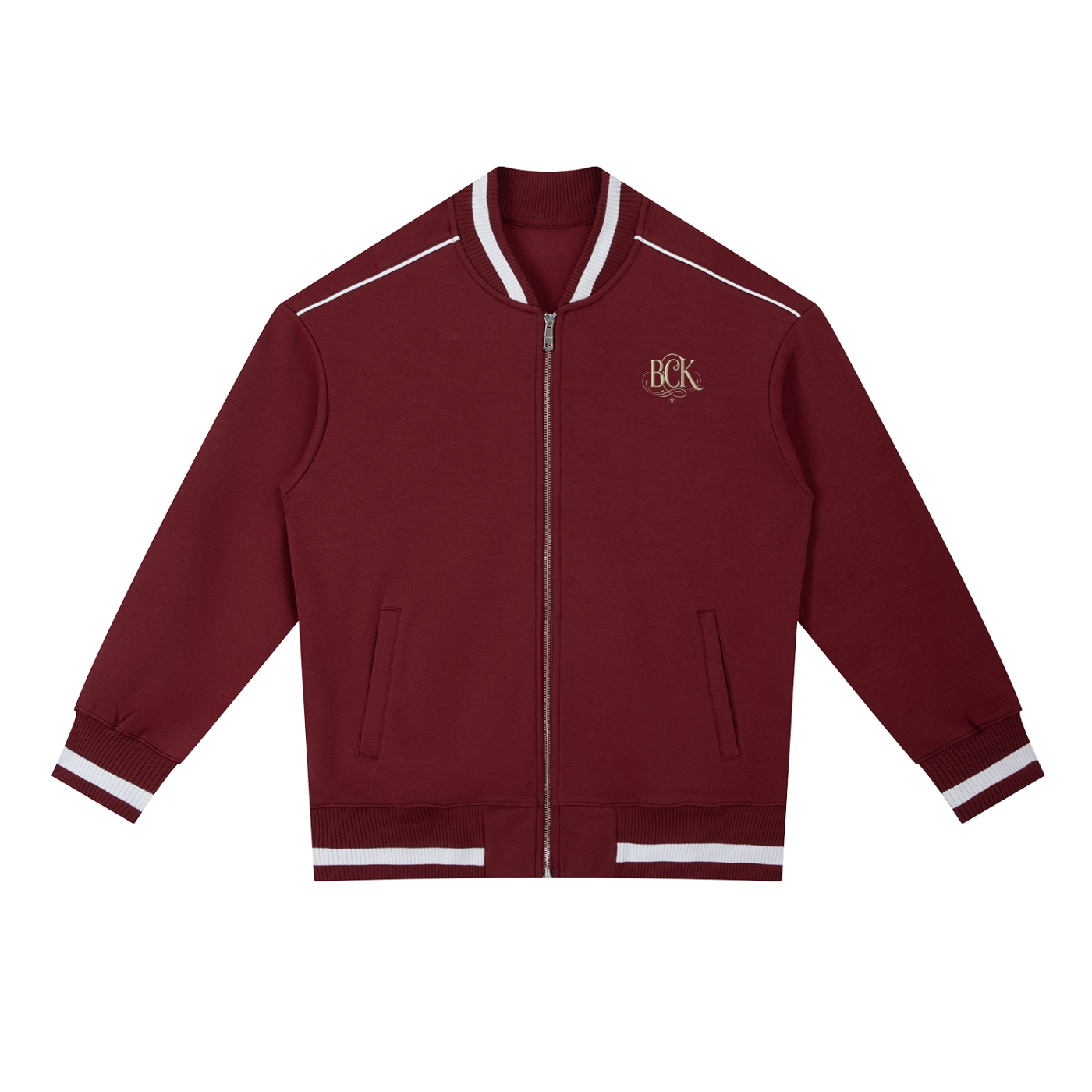Contrast Piping Zip Bomber Jacket