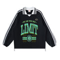 Contrast Striped Lapel Collar Sweatshirt