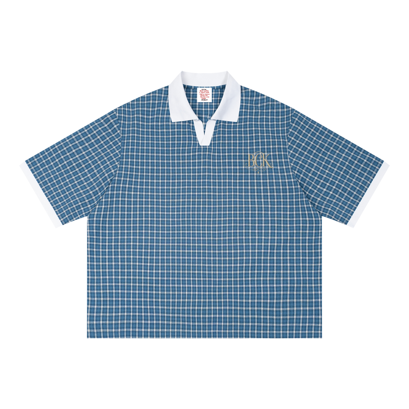 Unisex Boxy Plaid Color Block Polo Shirt