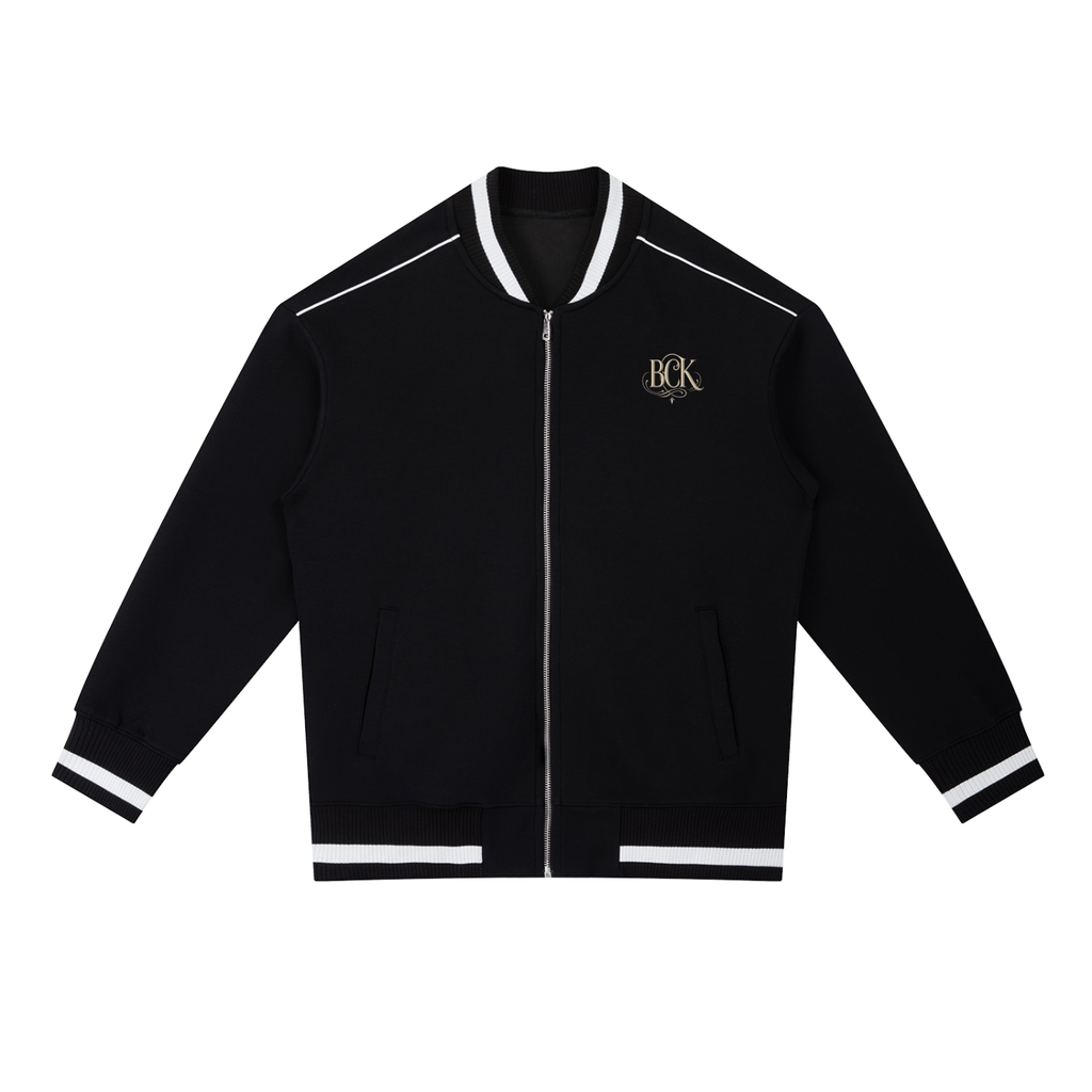 Contrast Piping Zip Bomber Jacket