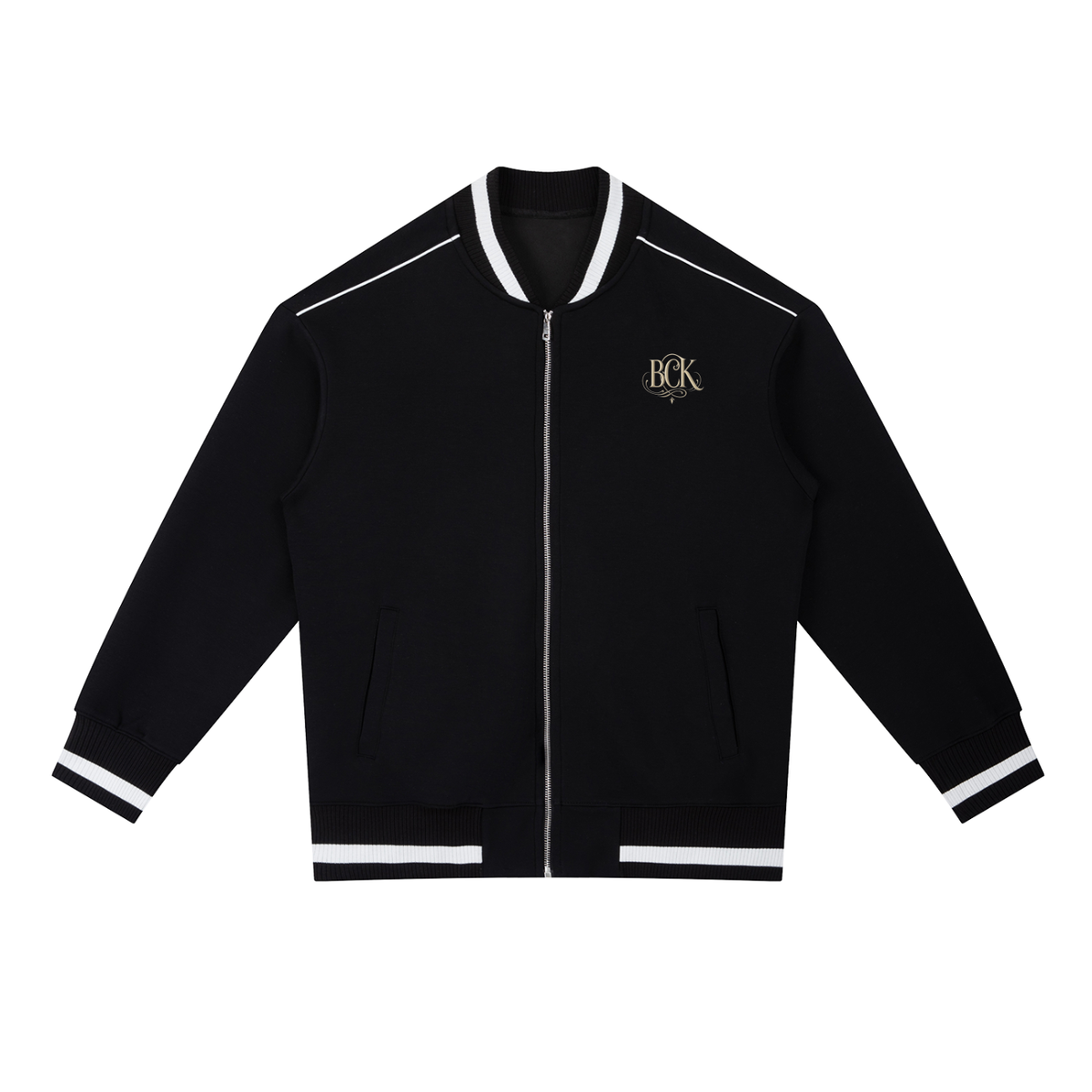 Contrast Piping Zip Bomber Jacket