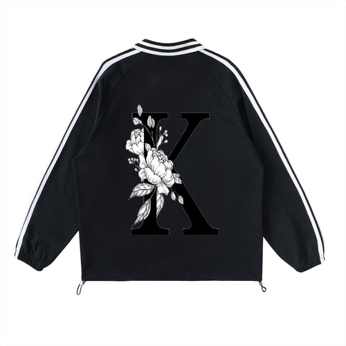 Contrast Striped Lapel Collar Sweatshirt