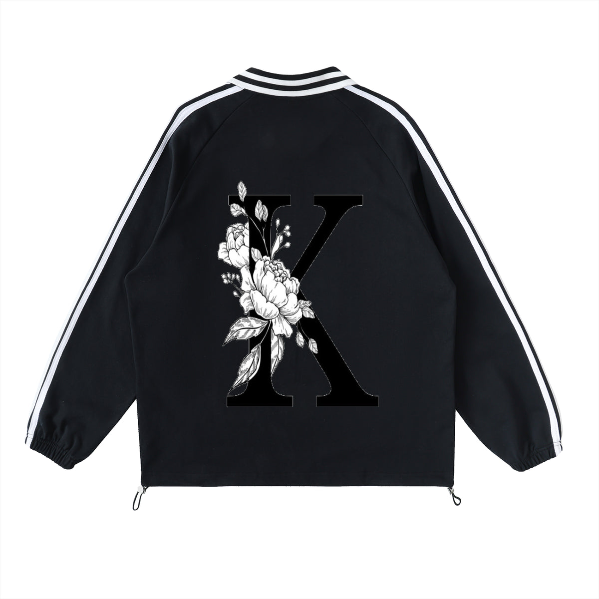Contrast Striped Lapel Collar Sweatshirt
