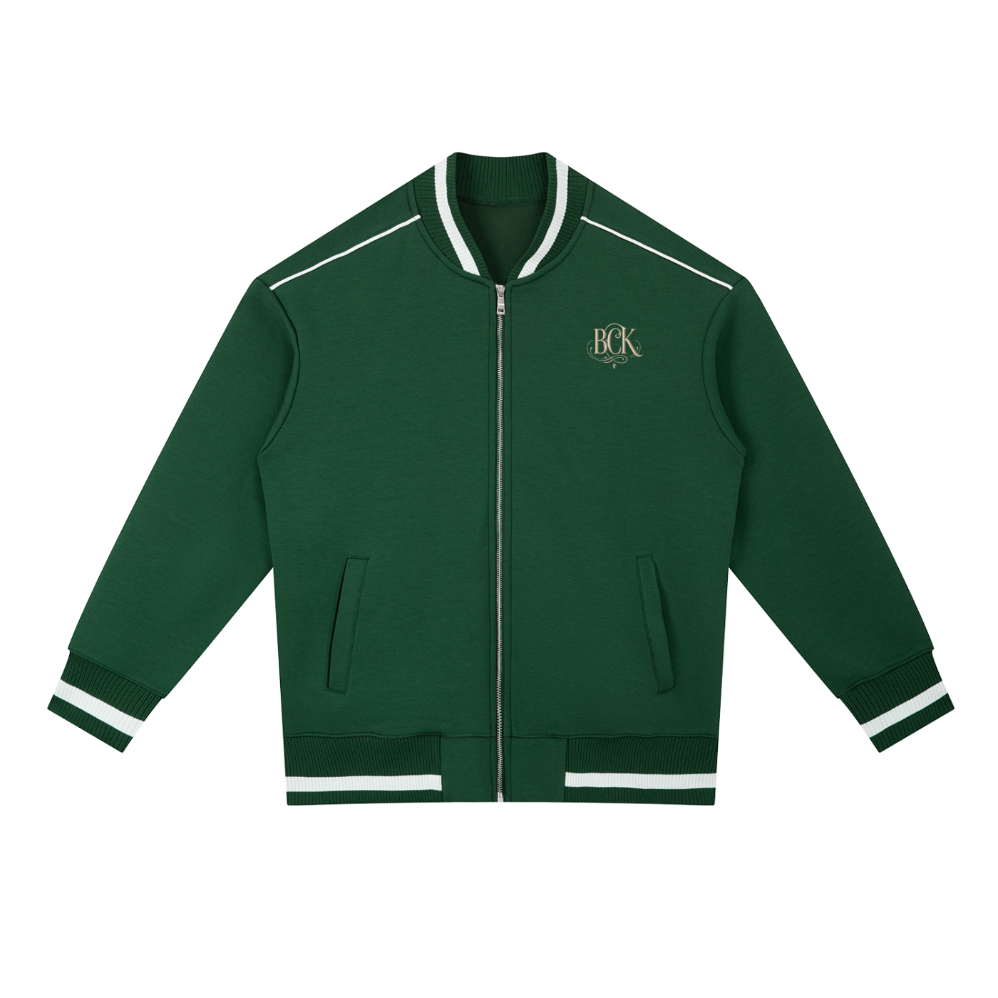 Contrast Piping Zip Bomber Jacket