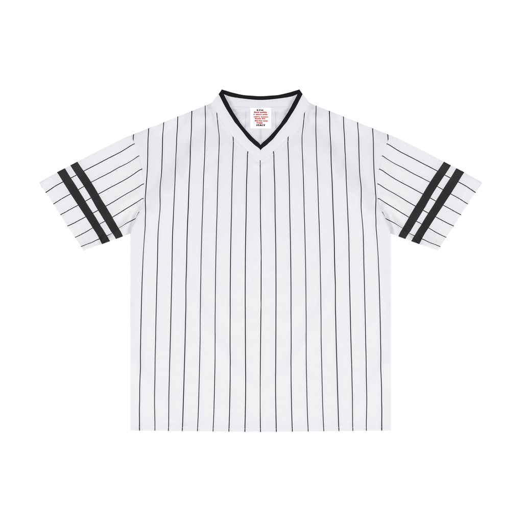 Unisex Striped Loose V-Neck T-Shirt