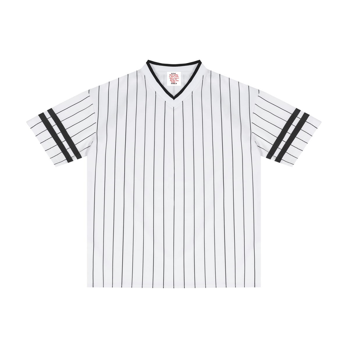 Unisex Striped Loose V-Neck T-Shirt