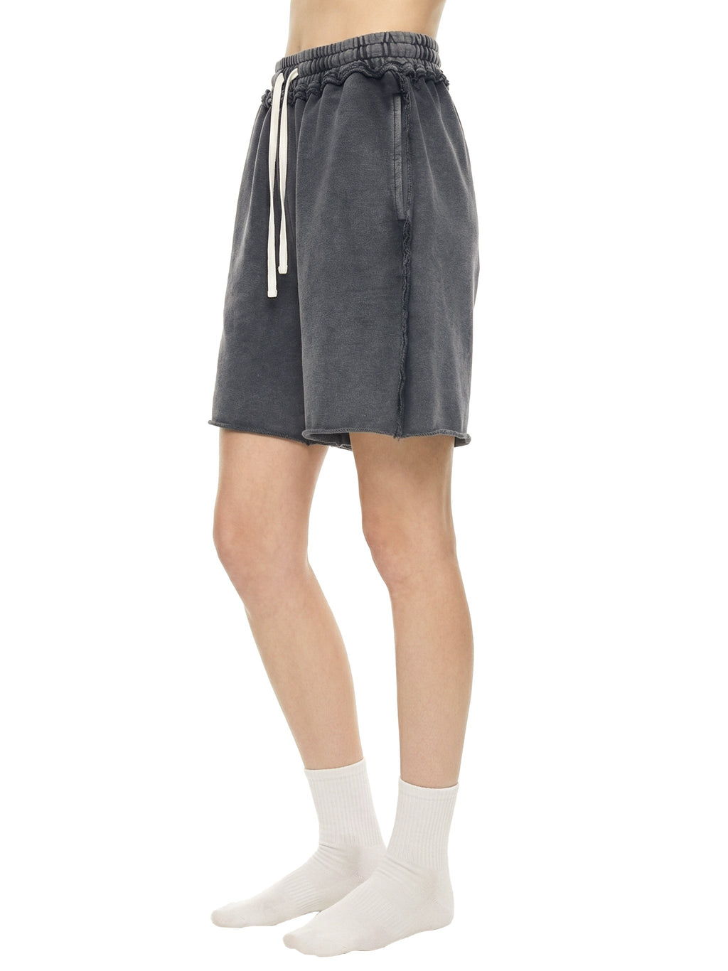 Unisex Mineral Wash Raw Edge Shorts