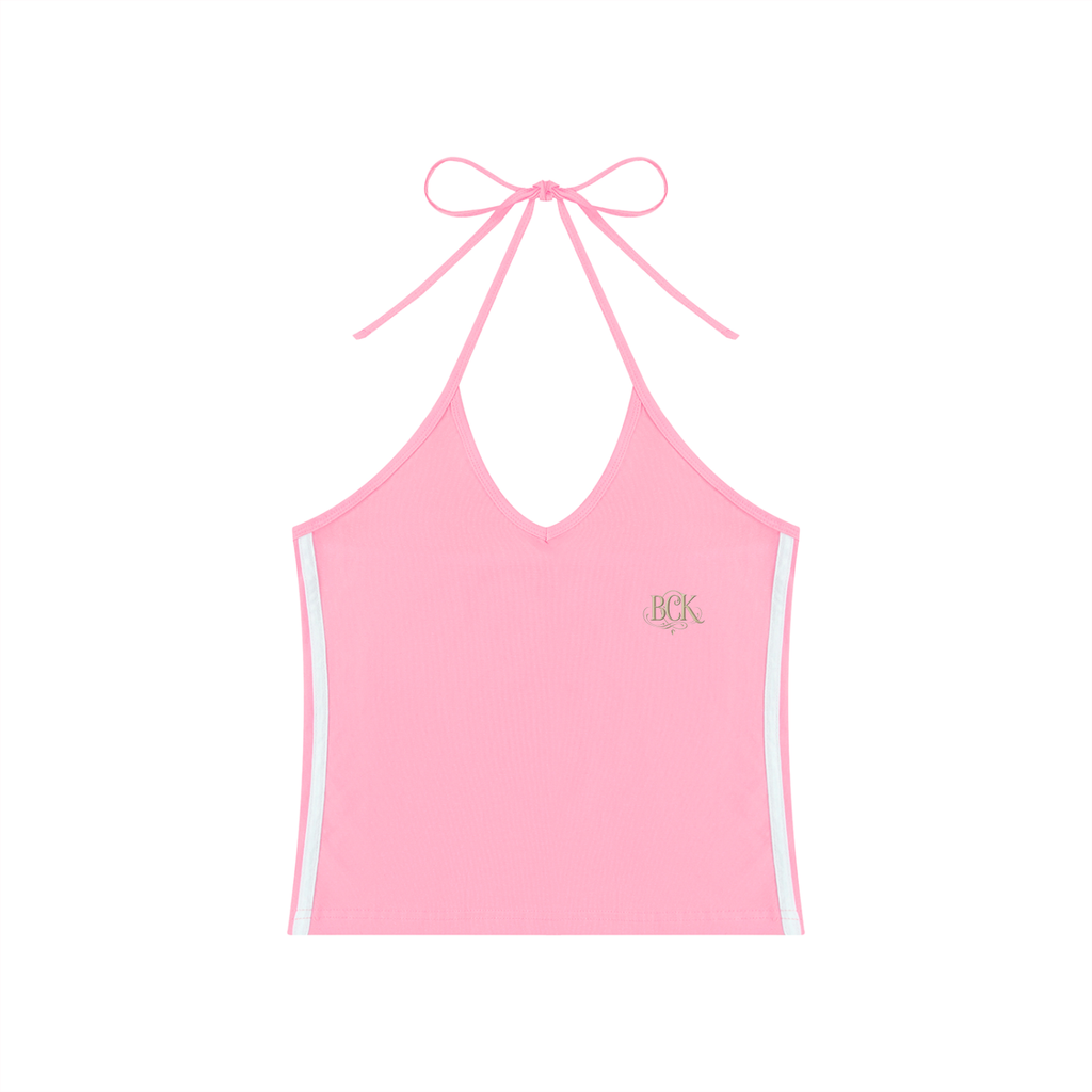 Women's Color Block Halter Crop Tank Top