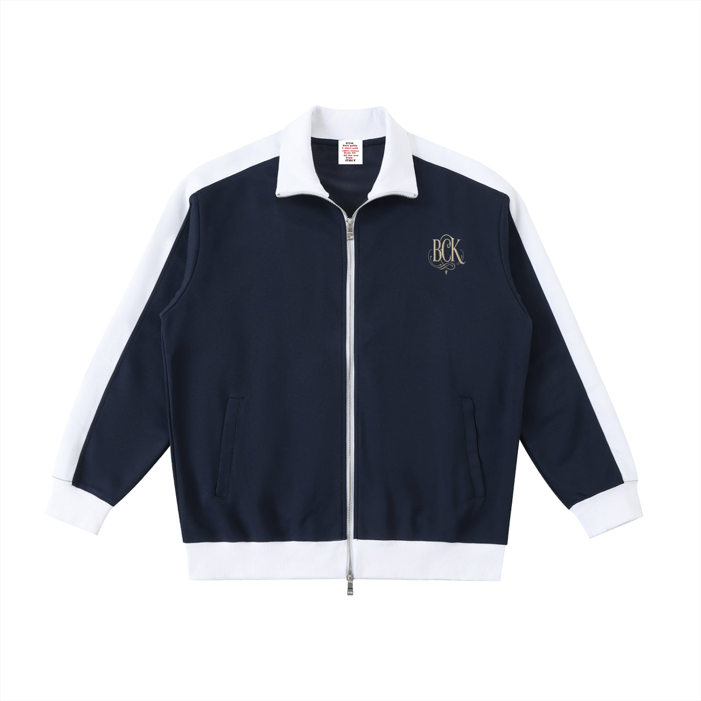 Contrast Trim Stand Collar Jacket