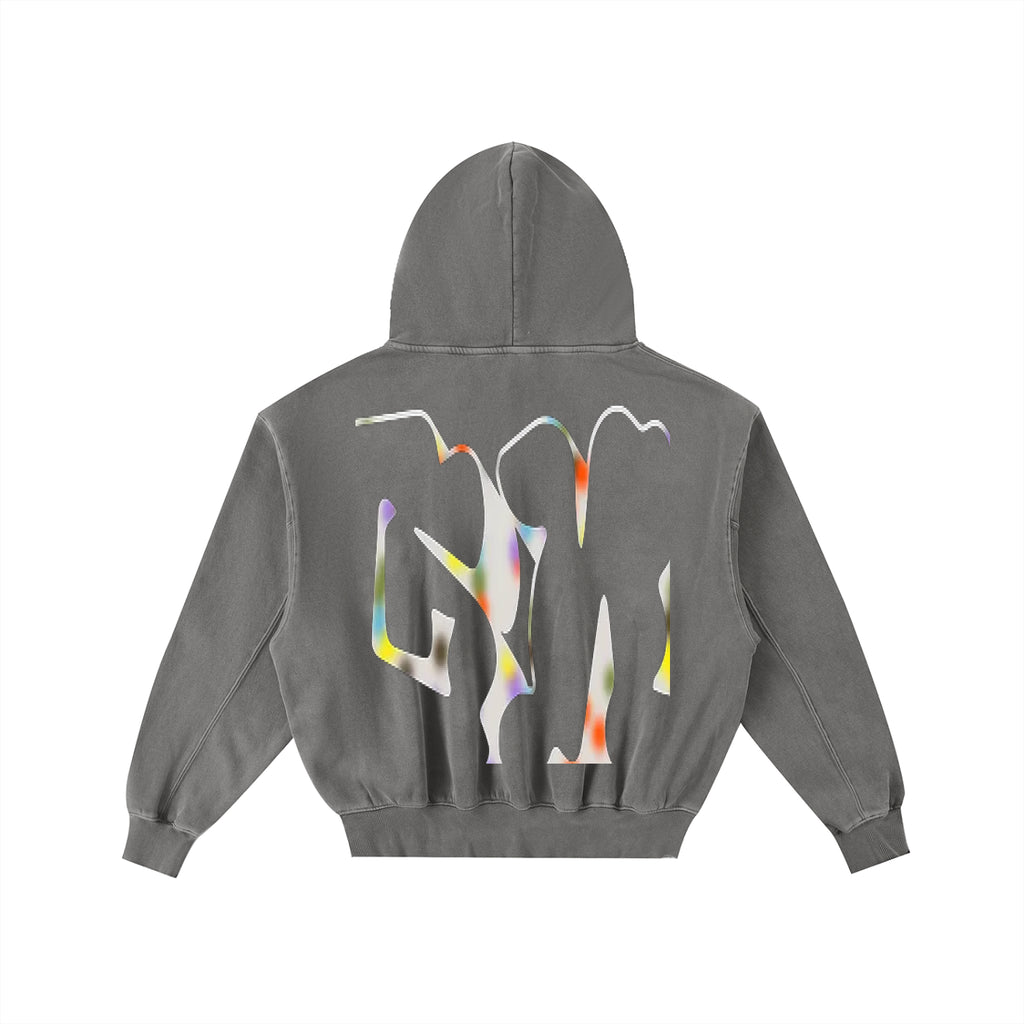 Frayed Enzyme Washed Fleece Hoodie