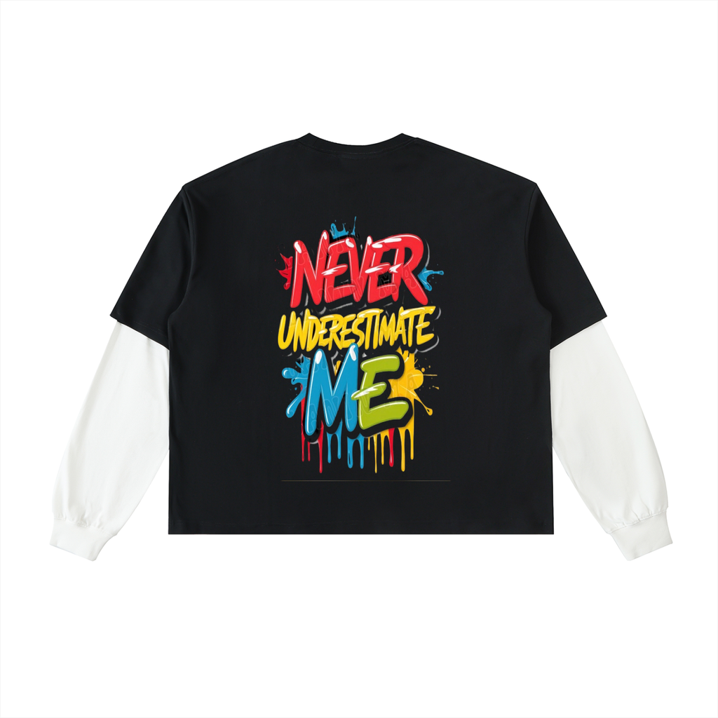 Layered Contrast Sleeve Cotton T-Shirt