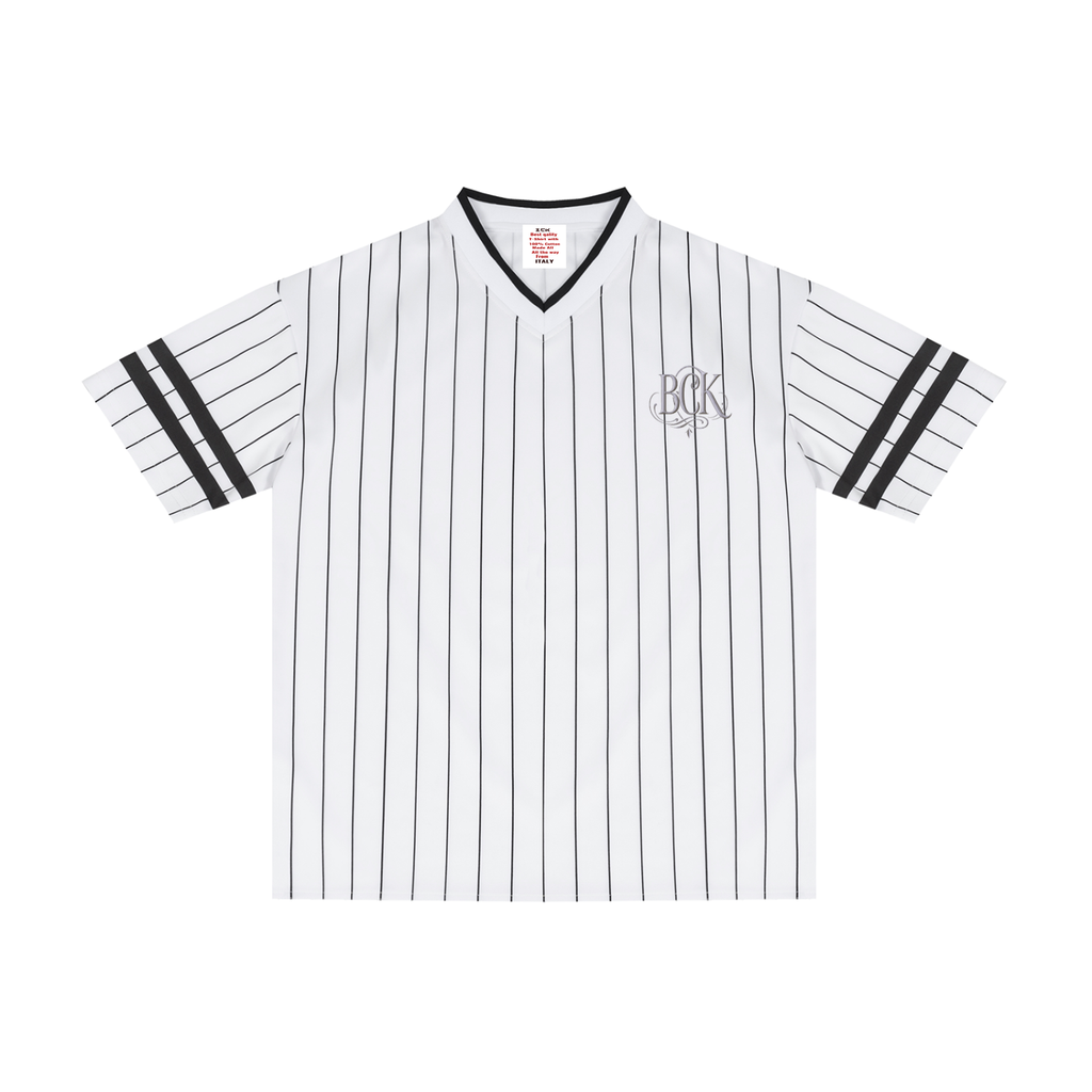 Unisex Striped Loose V-Neck T-Shirt