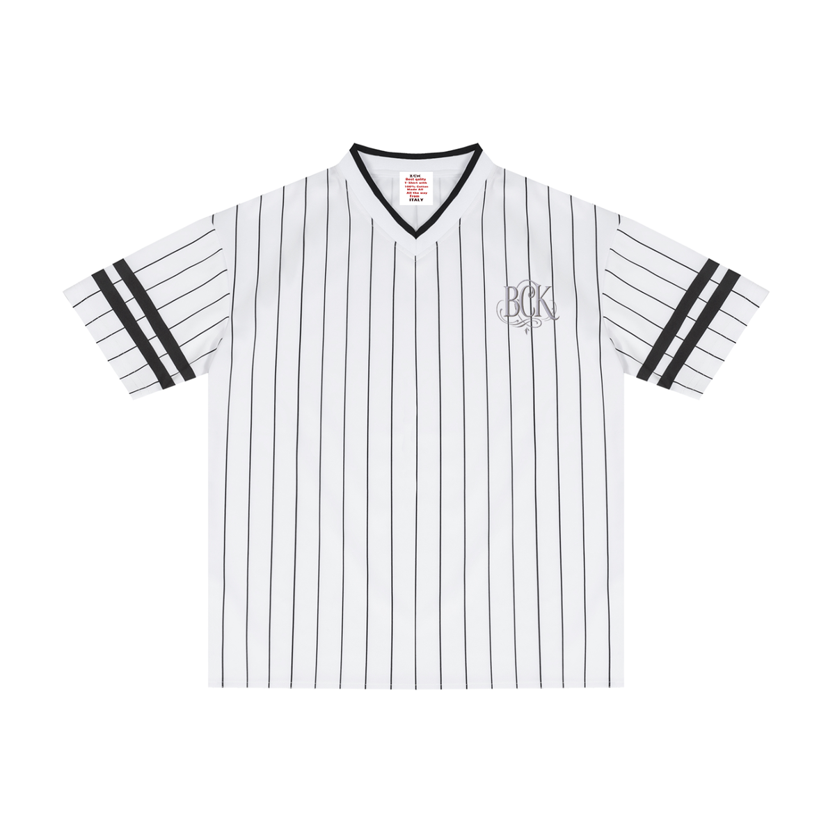 Unisex Striped Loose V-Neck T-Shirt