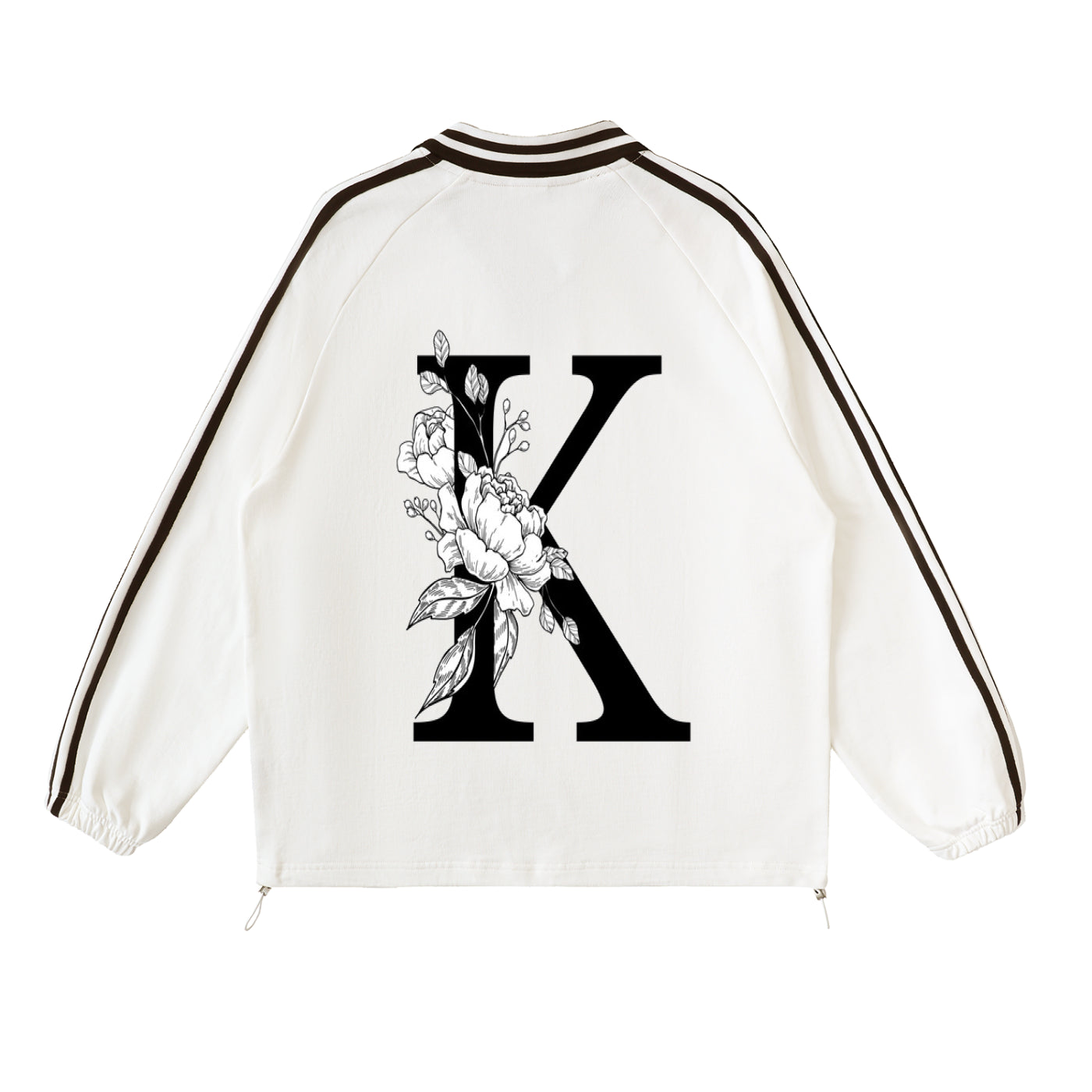 Contrast Striped Lapel Collar Sweatshirt