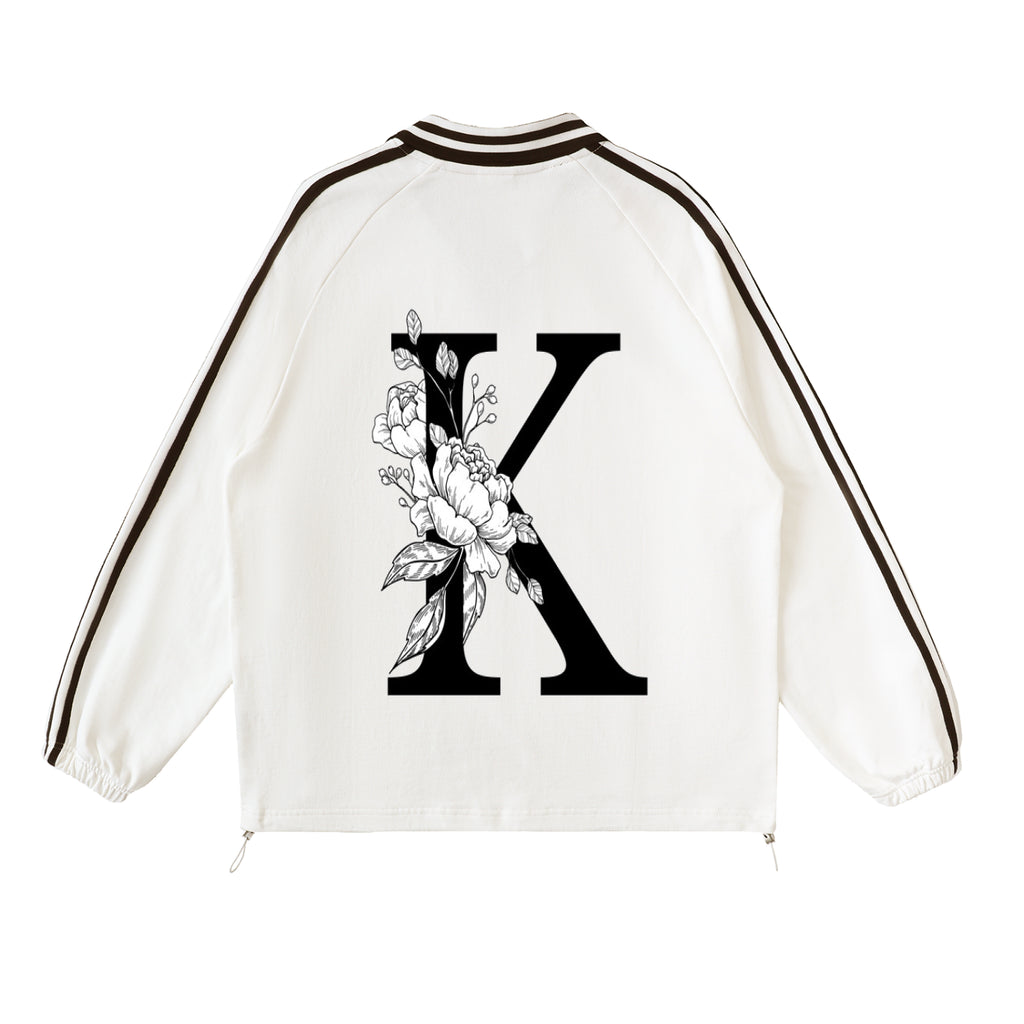 Contrast Striped Lapel Collar Sweatshirt