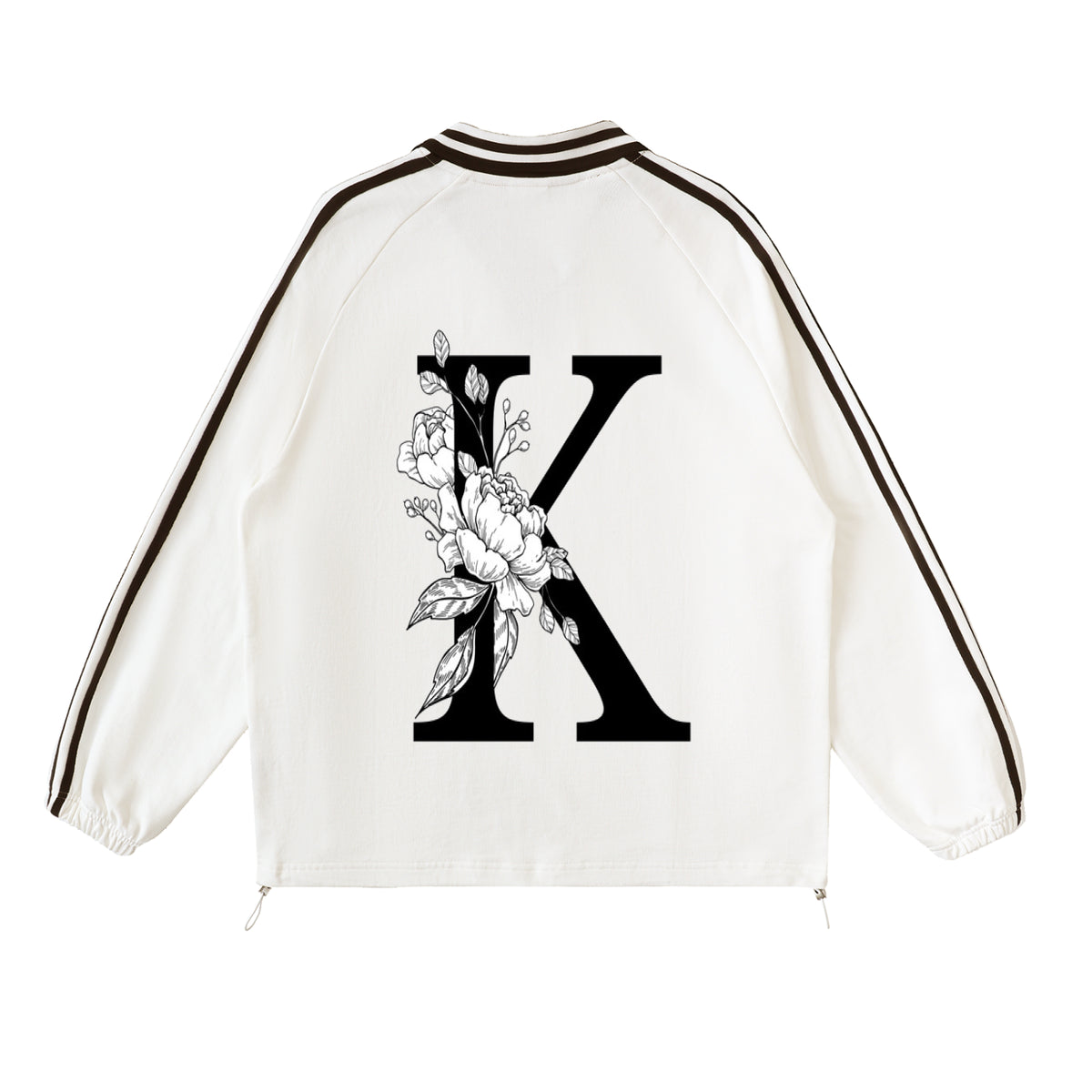 Contrast Striped Lapel Collar Sweatshirt