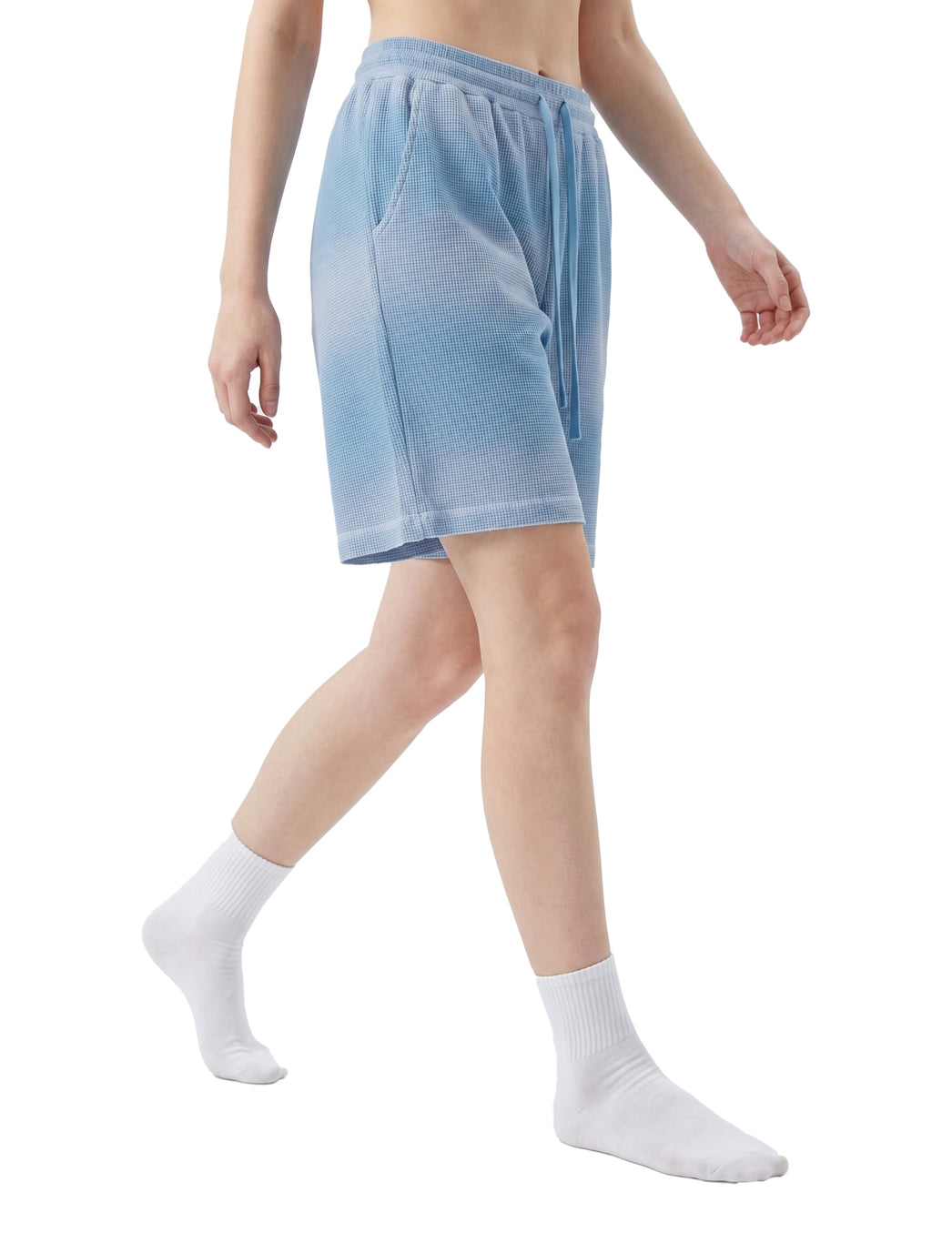 Unisex Sunfade Waffle Raw Hem Shorts