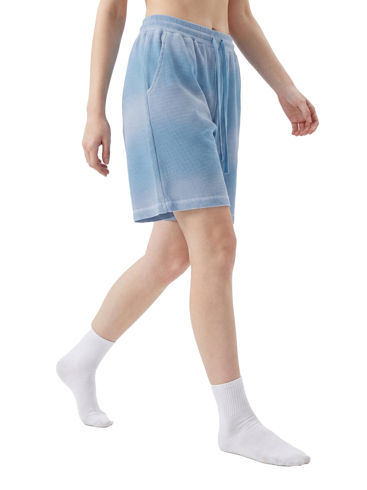 Unisex Sunfade Waffle Raw Hem Shorts