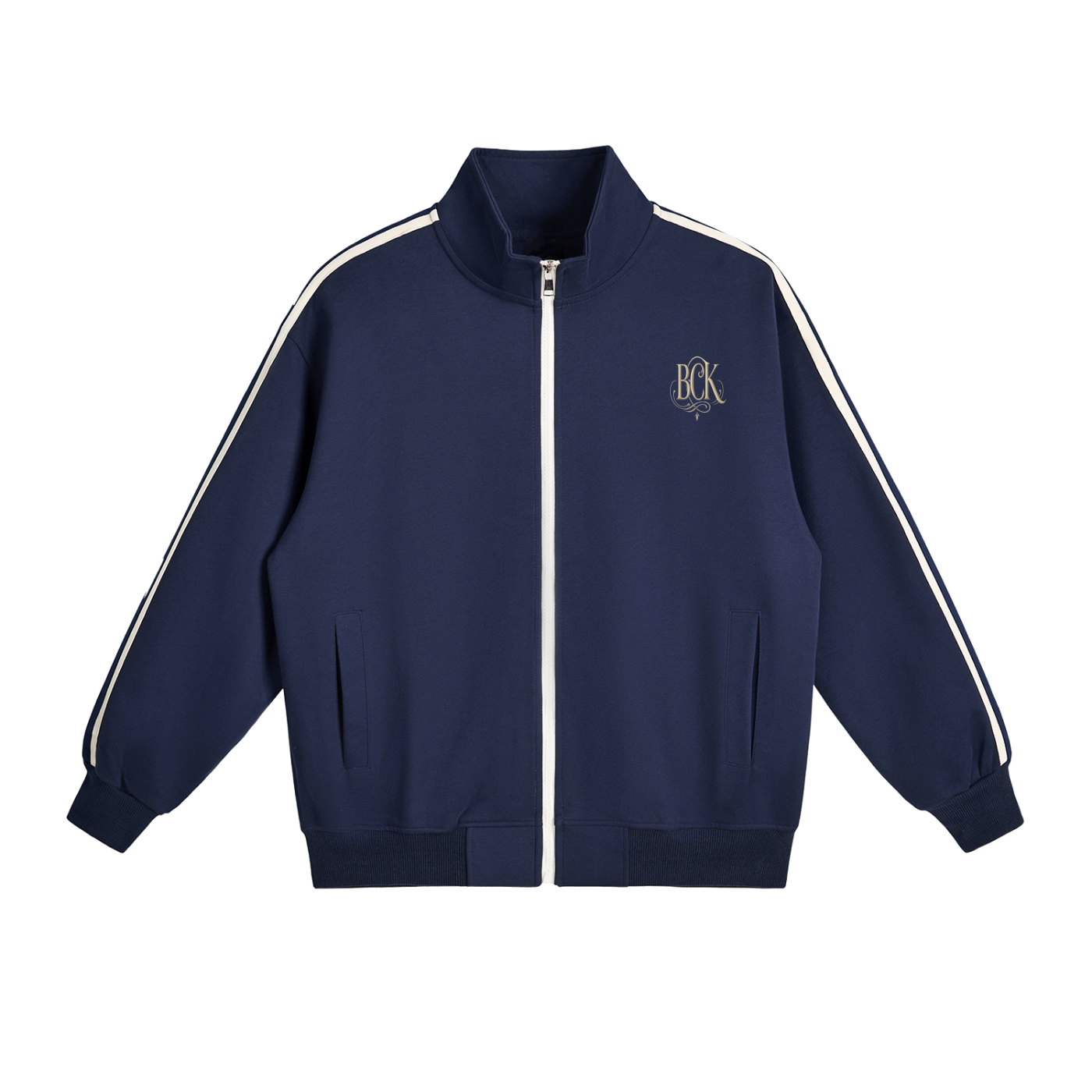 Contrast Side-Stripe Stand Collar  Jacket