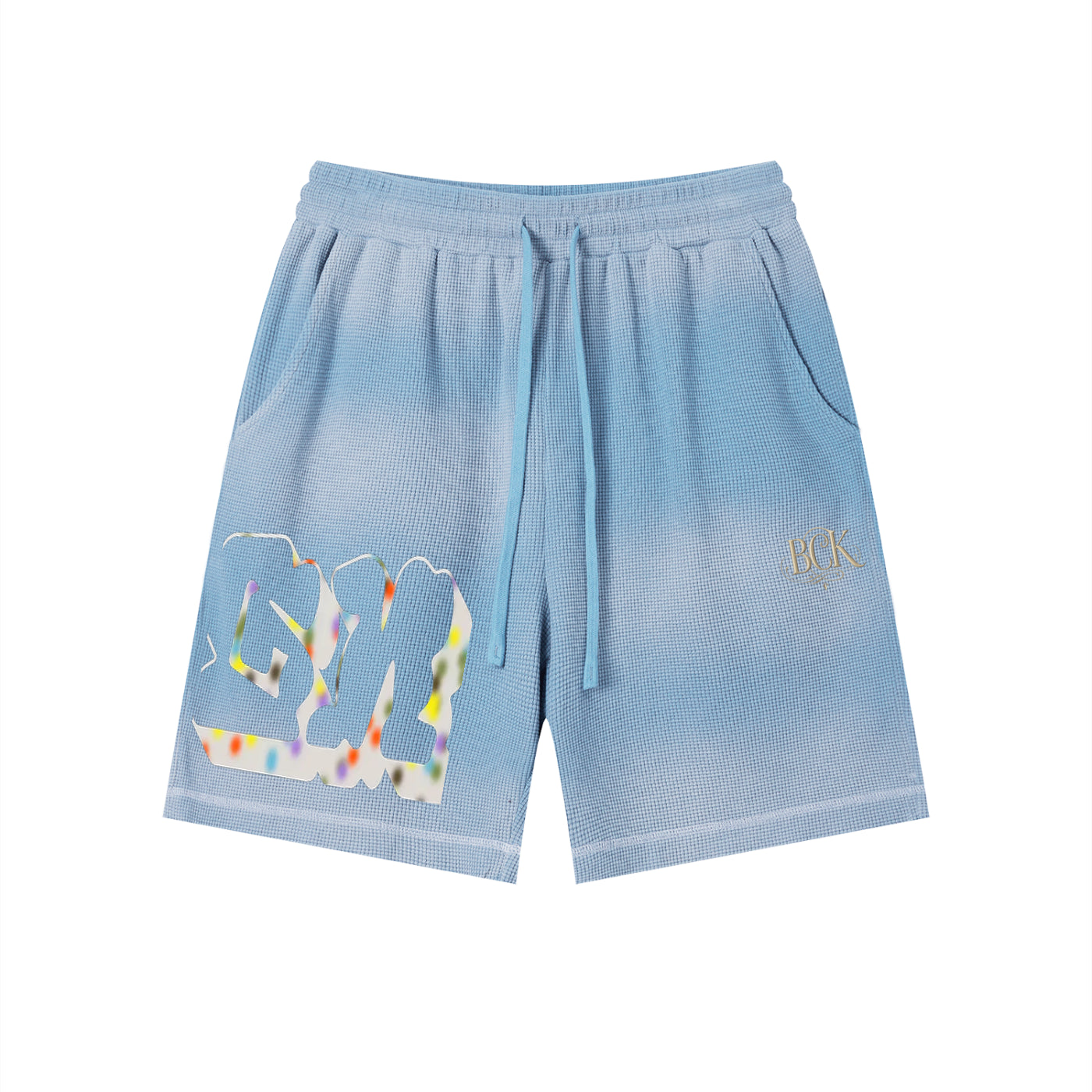 Unisex Sunfade Waffle Raw Hem Shorts