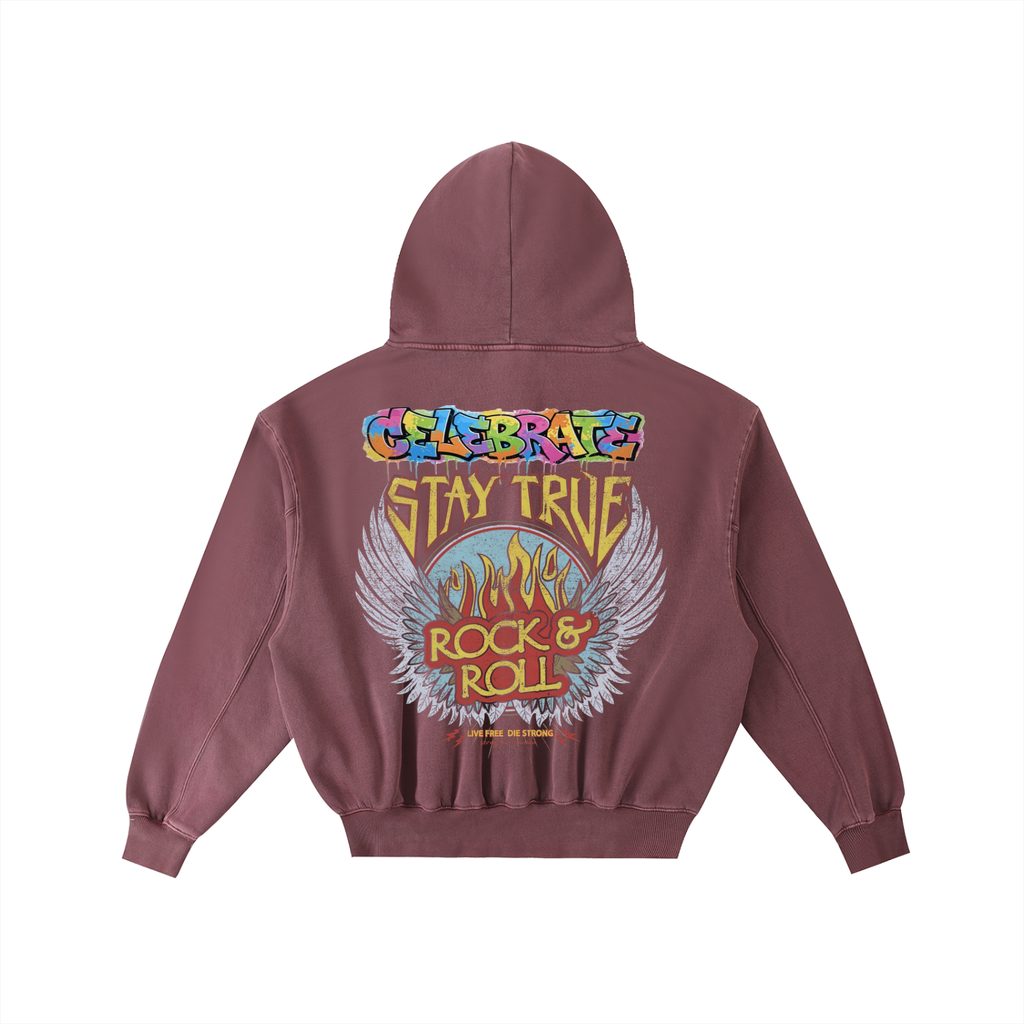 Frayed Enzyme Washed Fleece Hoodie