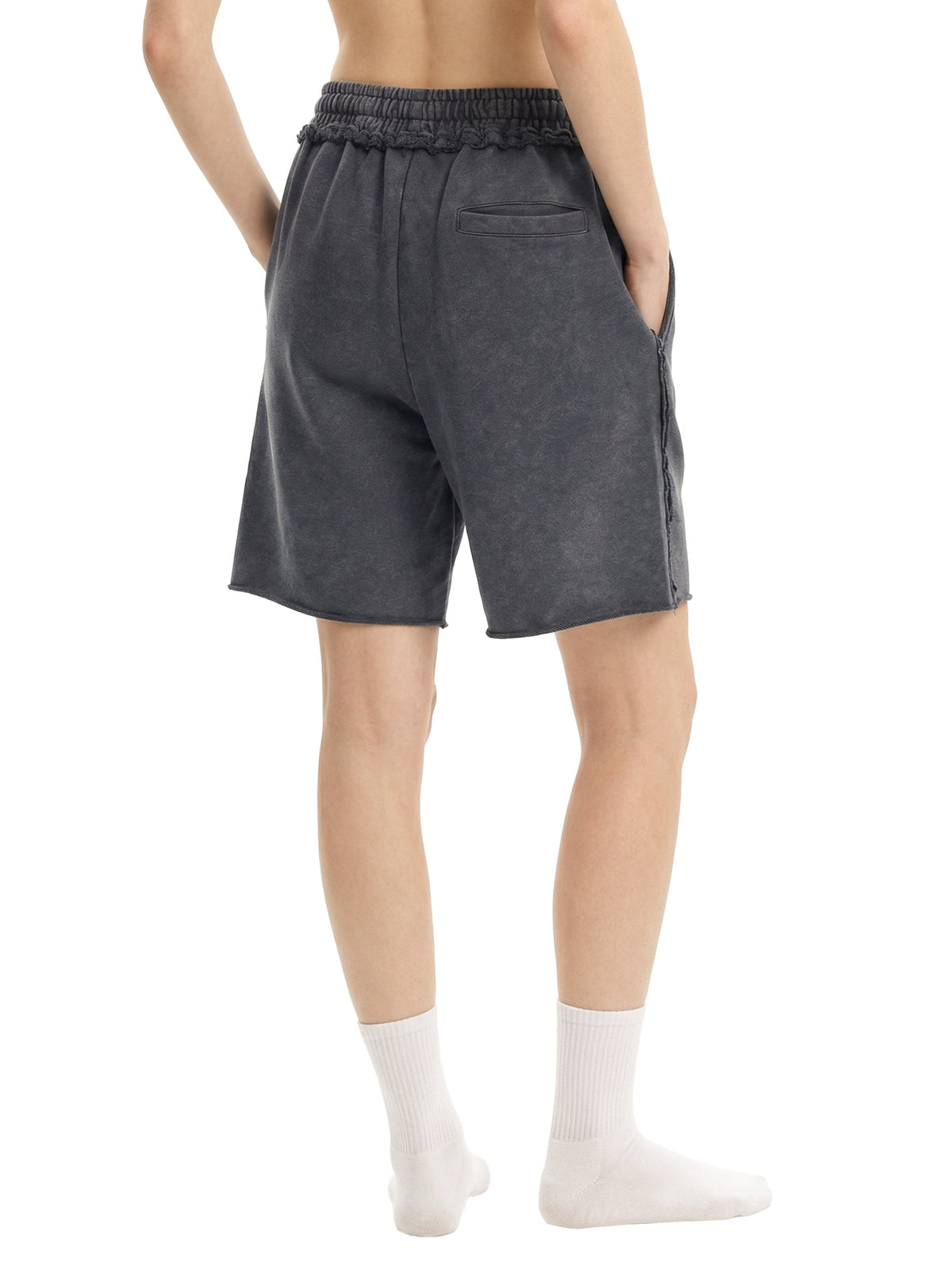 Unisex Mineral Wash Raw Edge Shorts