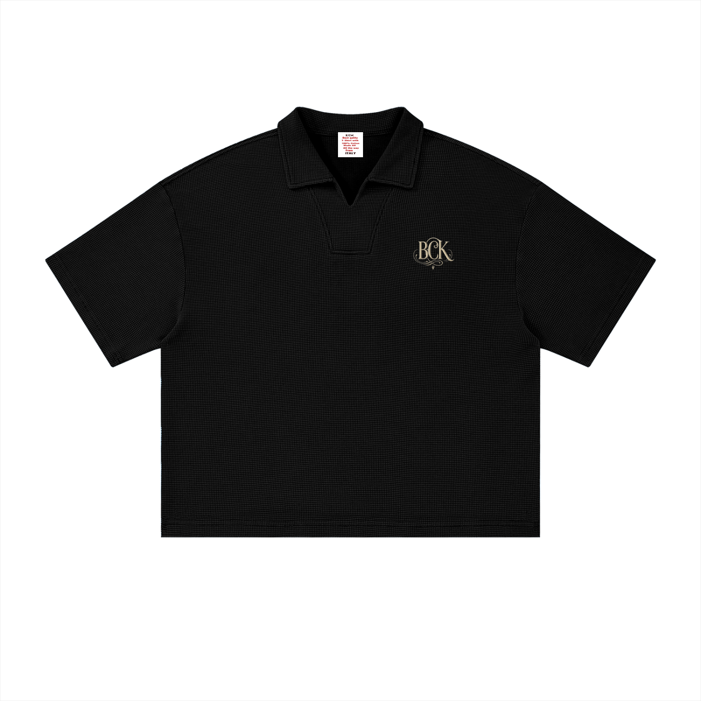 Unisex Vintage Wash Waffle Boxy Polo Shirt