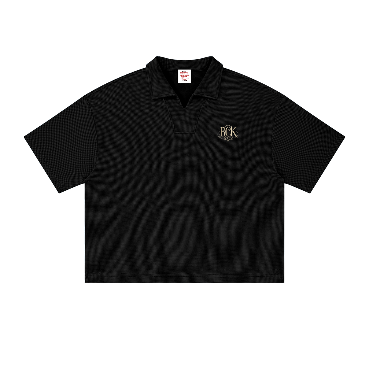 Unisex Vintage Wash Waffle Boxy Polo Shirt