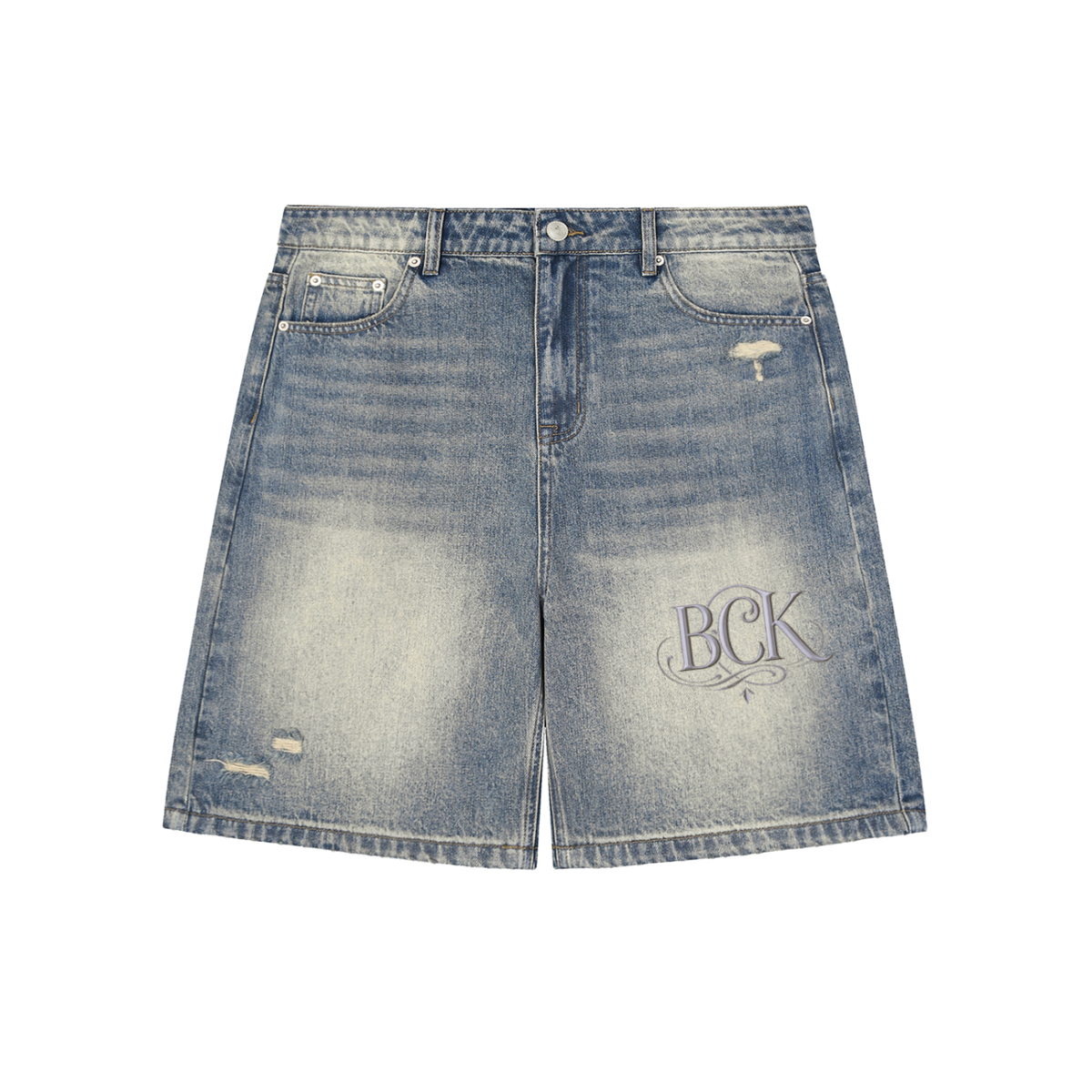 Faded Distressed Baggy Denim Shorts