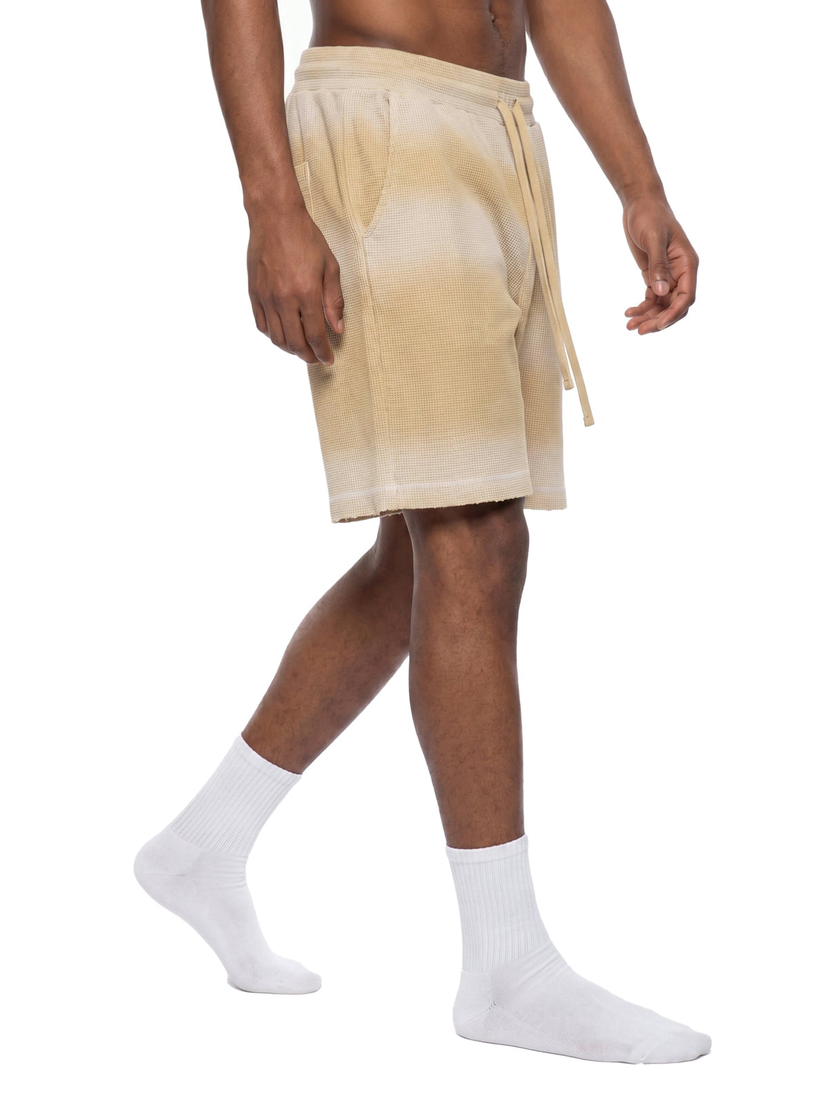 Unisex Sunfade Waffle Raw Hem Shorts
