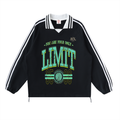 Contrast Striped Lapel Collar Sweatshirt