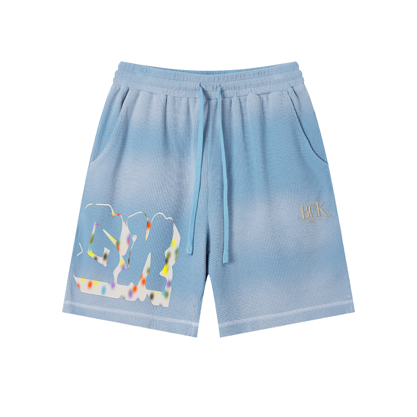 Unisex Sunfade Waffle Raw Hem Shorts
