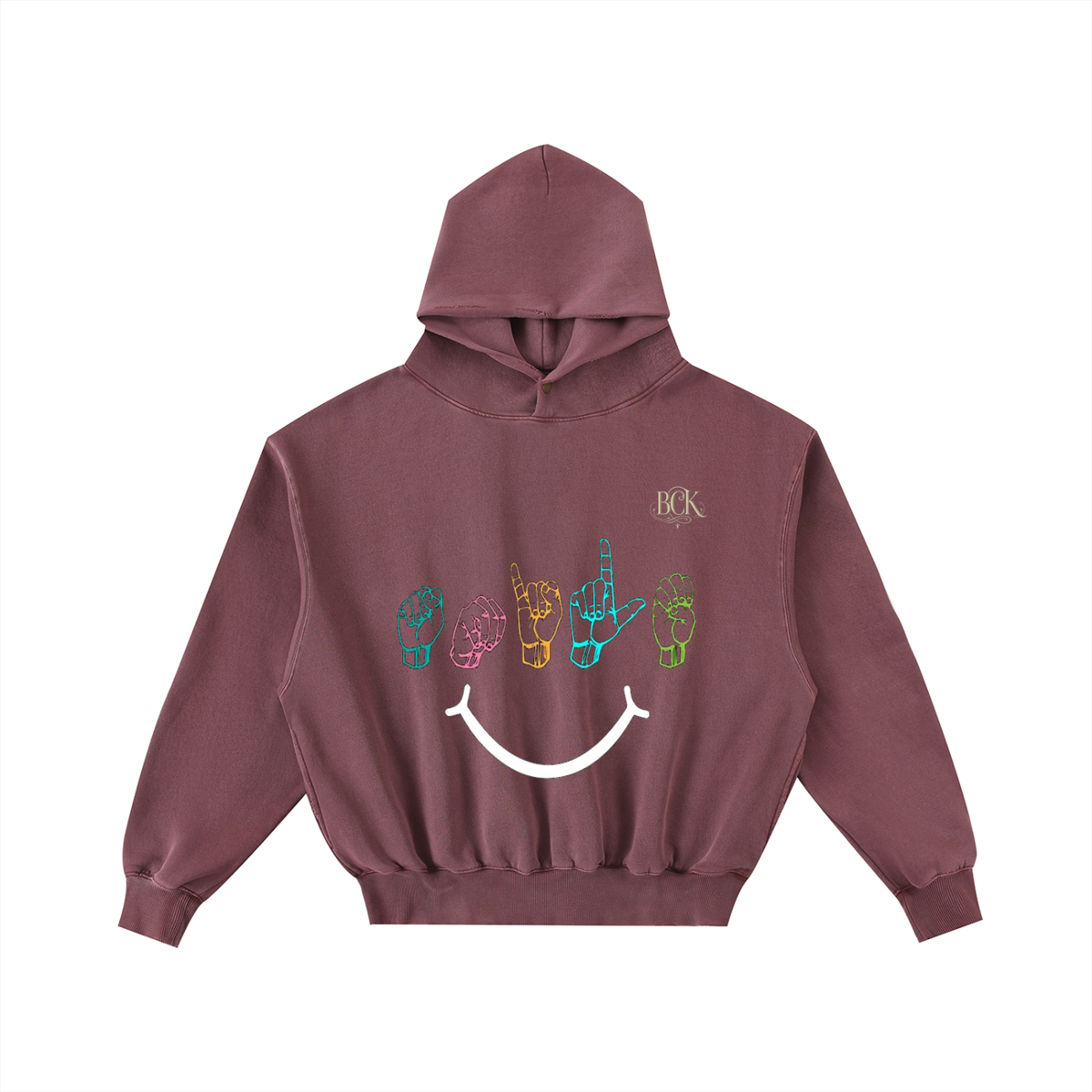 Frayed Enzyme Washed Fleece Hoodie