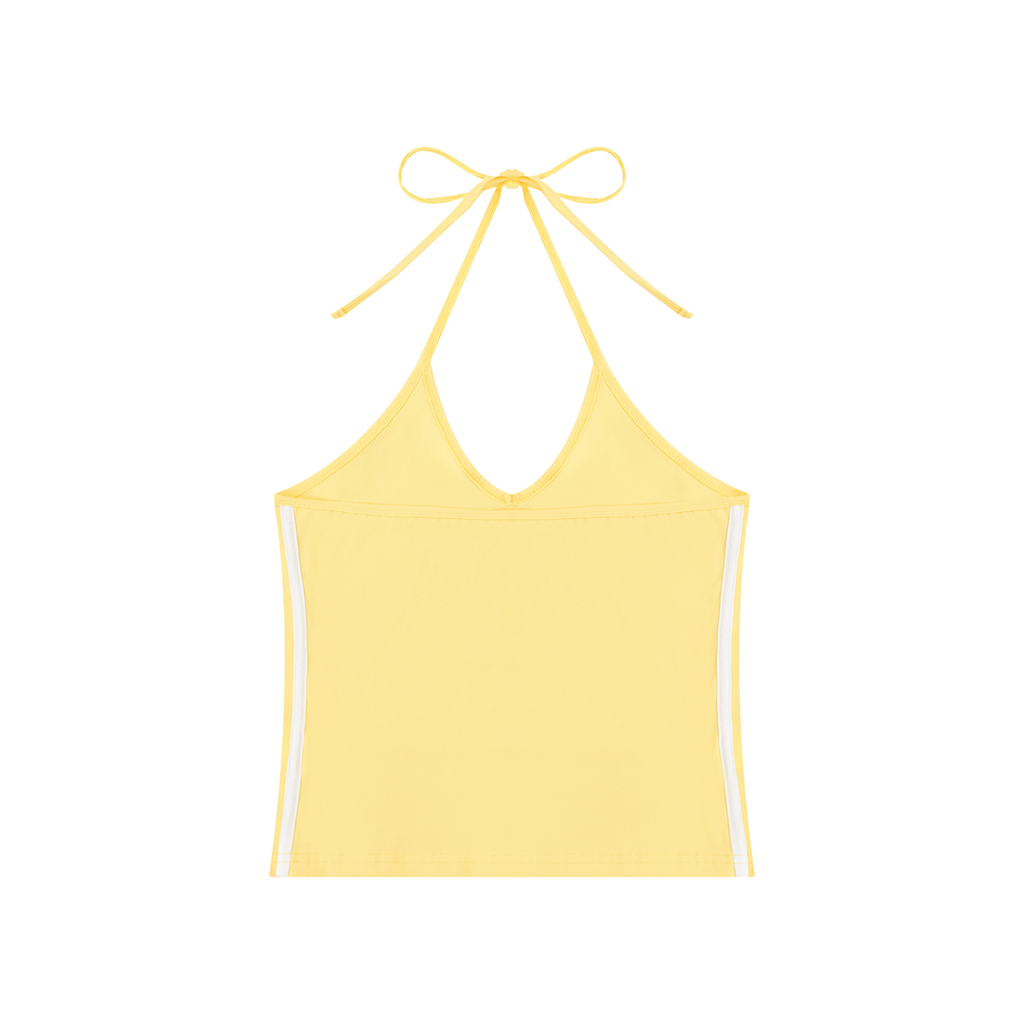 Women's Color Block Halter Crop Tank Top