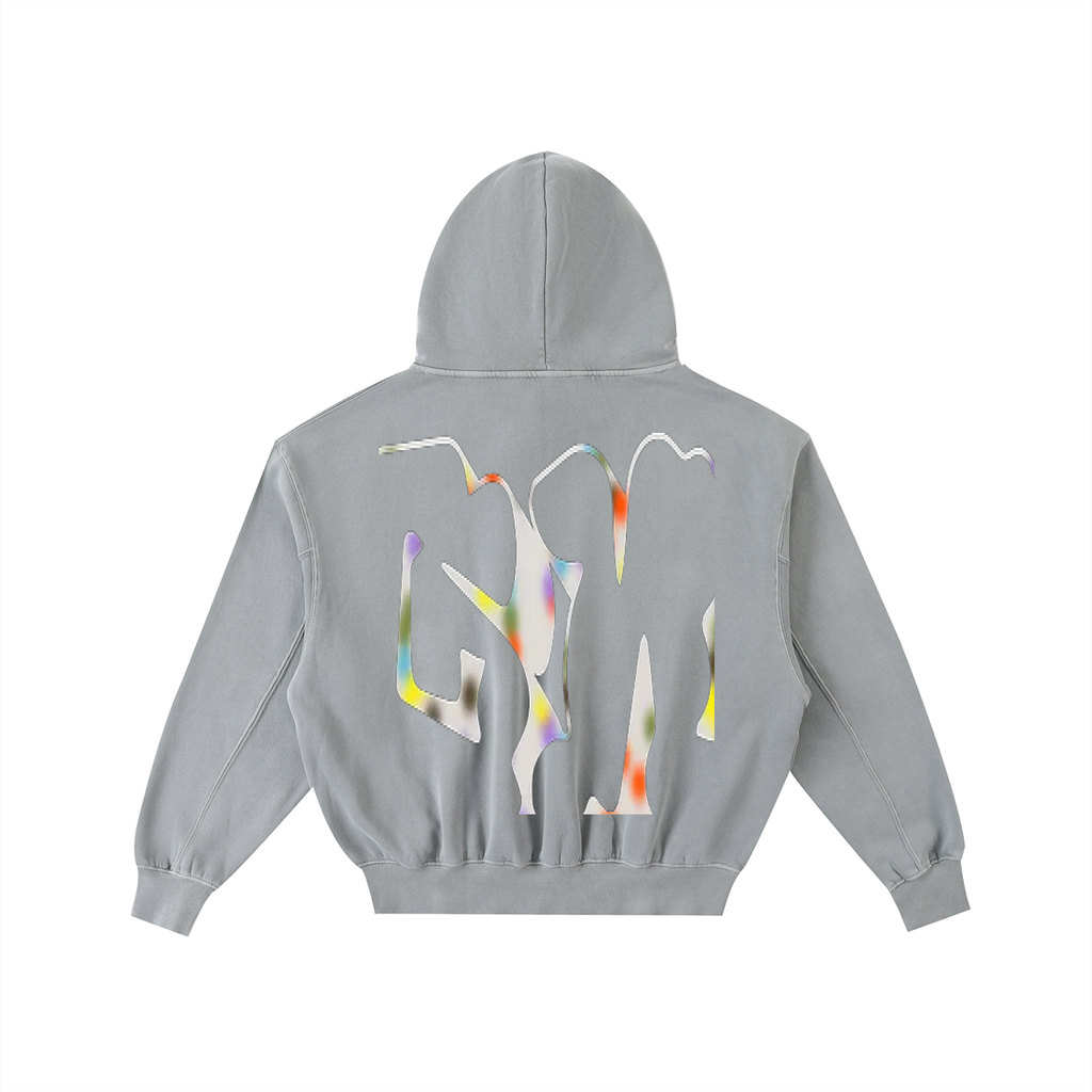 Frayed Enzyme Washed Fleece Hoodie