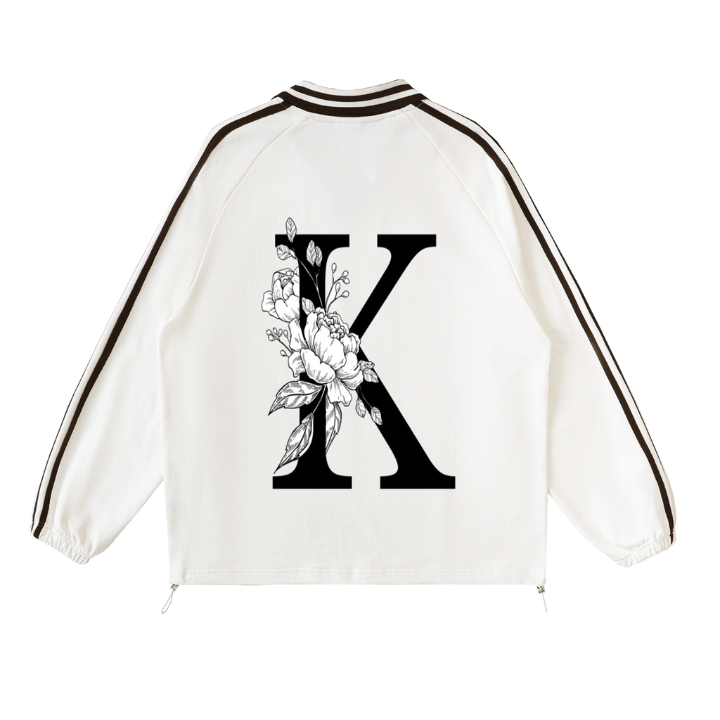 Contrast Striped Lapel Collar Sweatshirt
