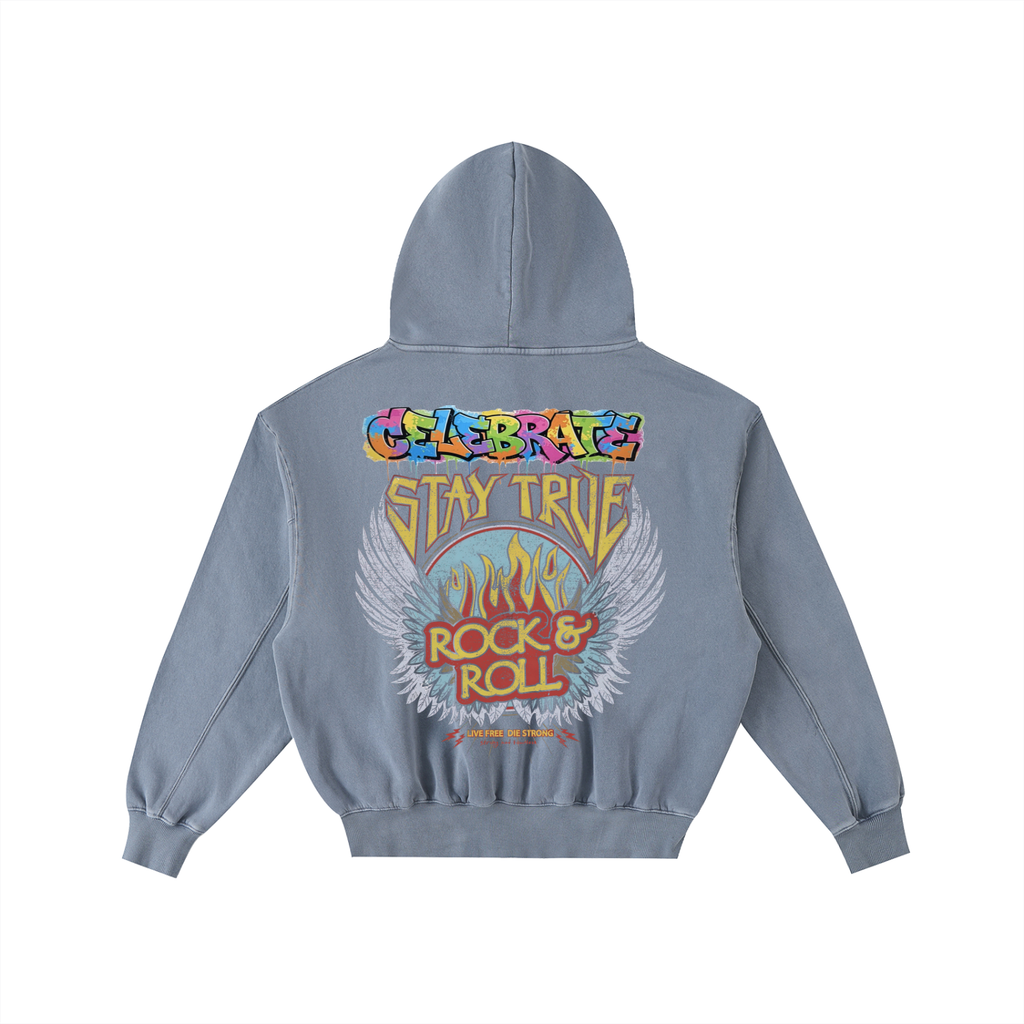 Frayed Enzyme Washed Fleece Hoodie