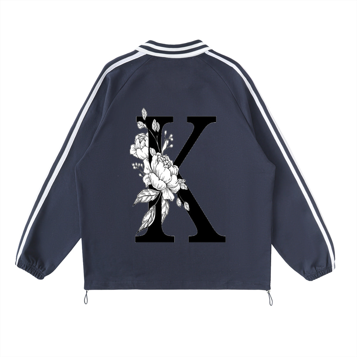Contrast Striped Lapel Collar Sweatshirt