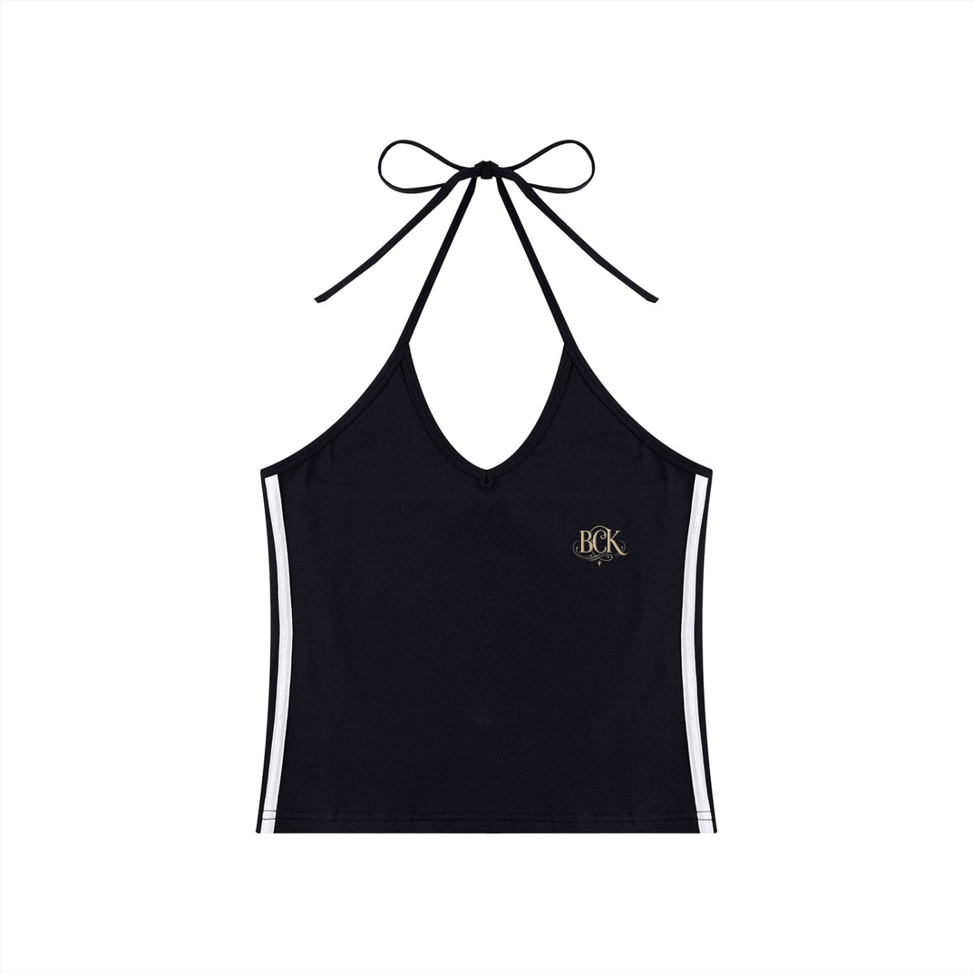 Women's Color Block Halter Crop Tank Top