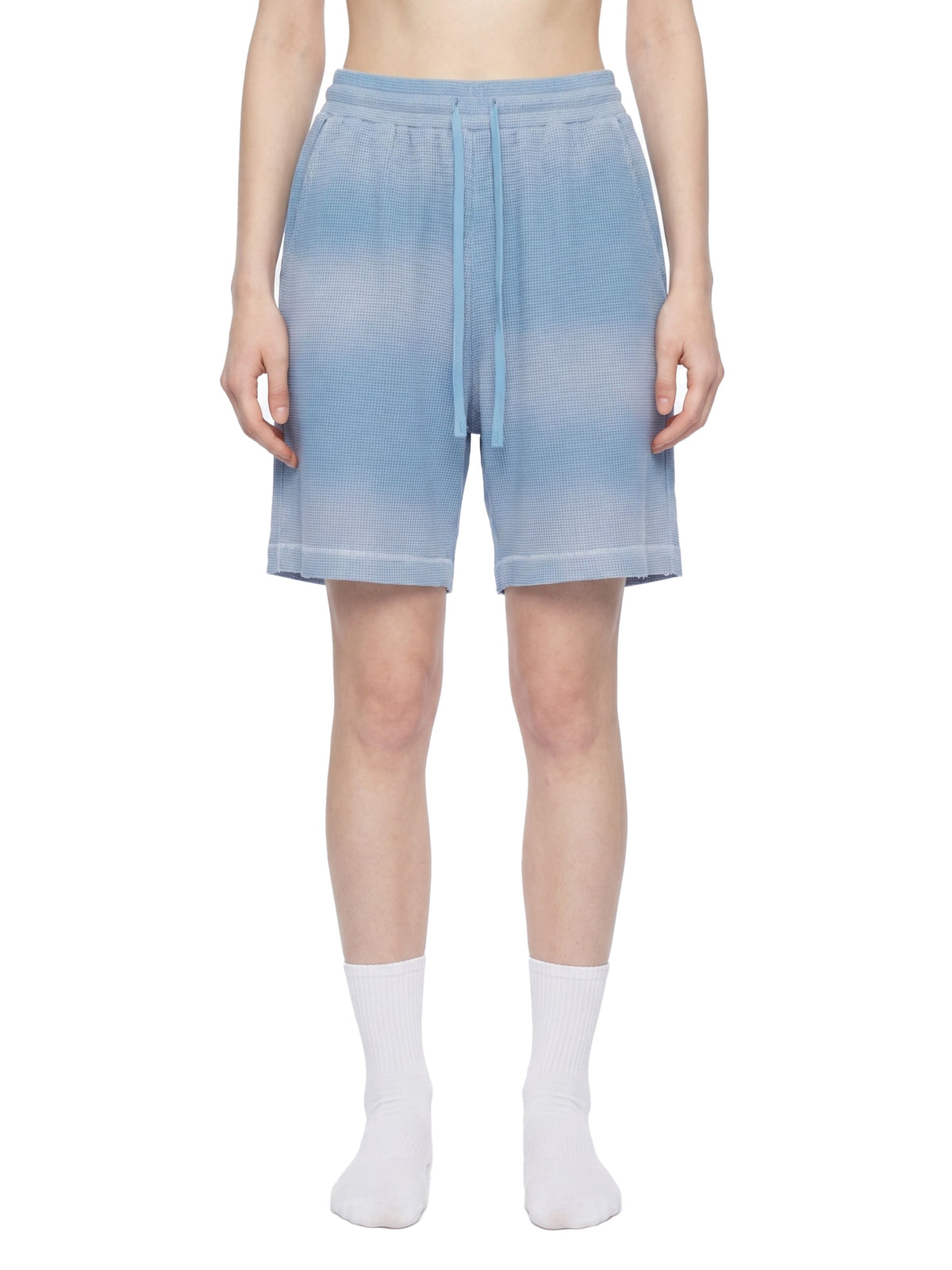 Unisex Sunfade Waffle Raw Hem Shorts