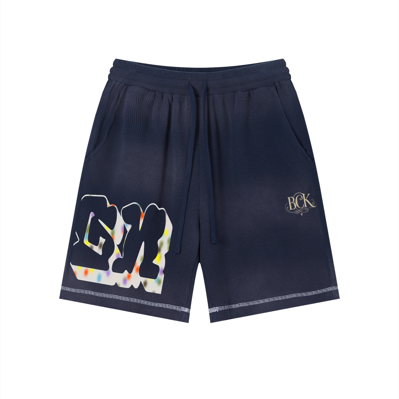 Unisex Sunfade Waffle Raw Hem Shorts